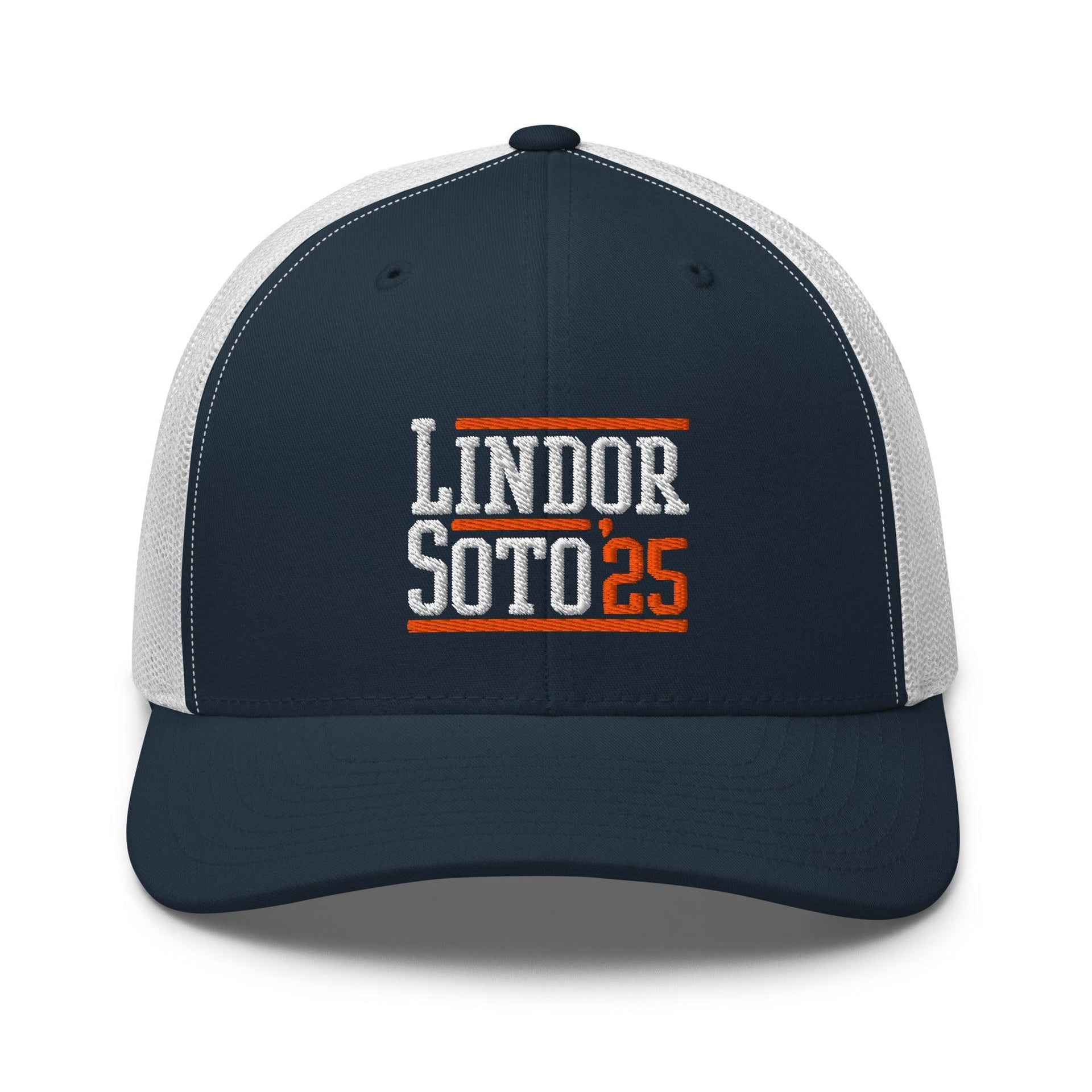 Lindor Soto '25 2025 Embroidered Mesh Trucker Hat Navy White Baseball Capital Crowns Trucker Hats