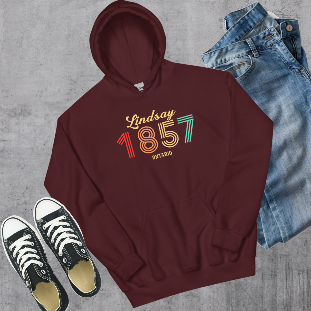 Lindsay Vintage Hoodie Maroon Canadian City Apparel