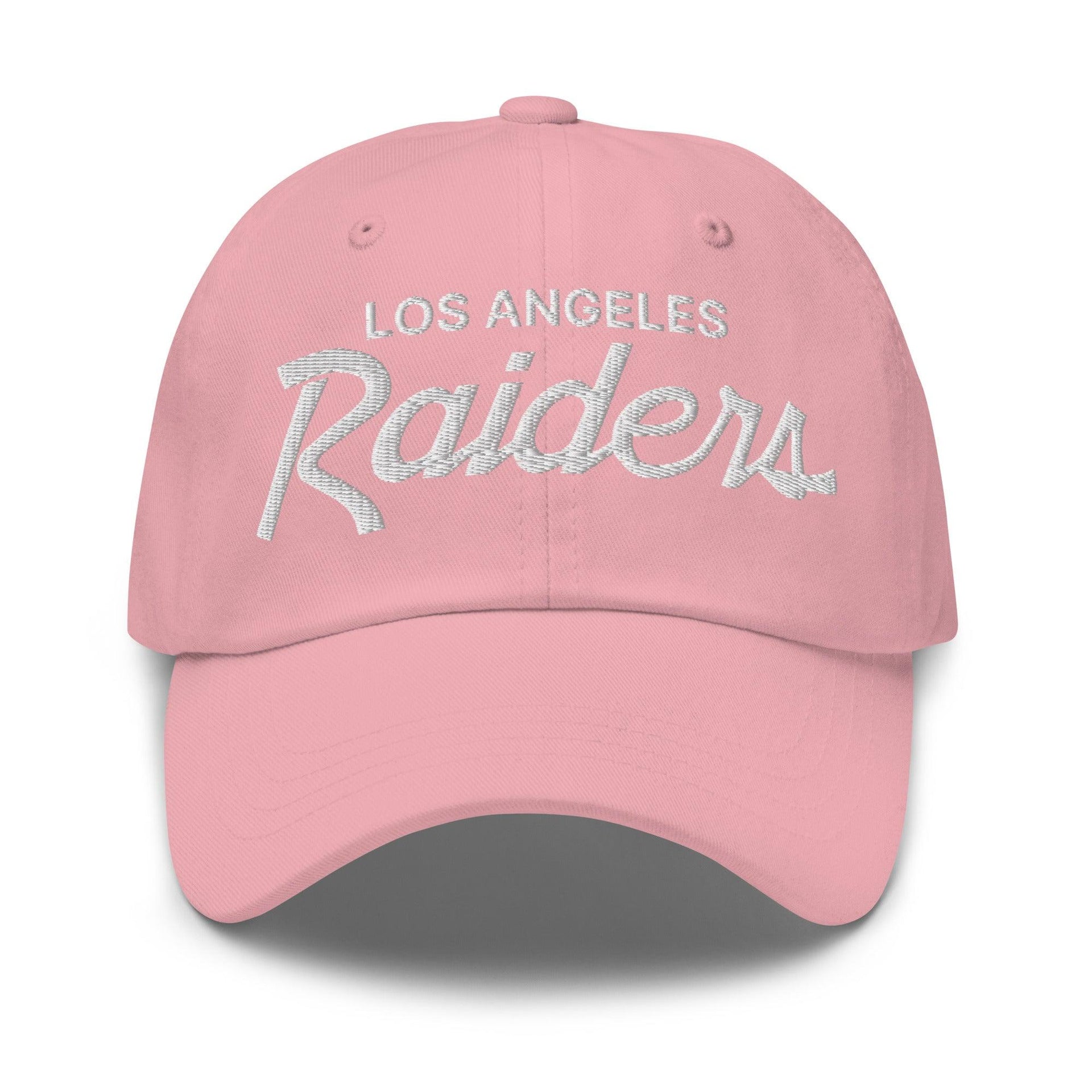 Los Angeles LA Raiders Vintage Sports Script Embroidered Dad Hat Pink CA Capital Crowns Dad Hats Football Los Angeles