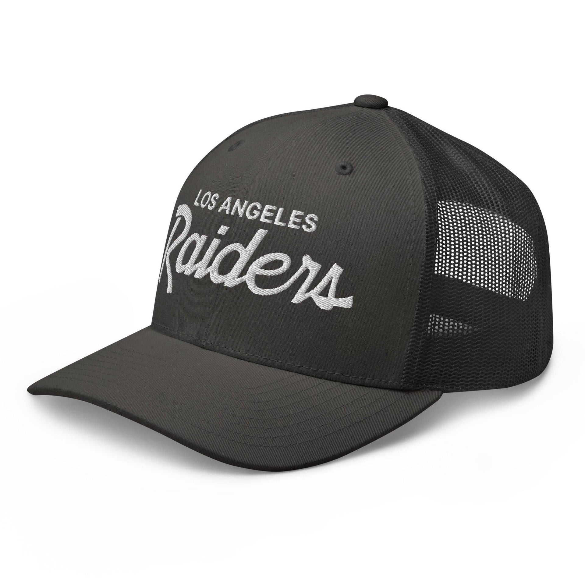 Los Angeles LA Raiders Vintage Sports Script Embroidered Mesh Trucker Hat CA Capital Crowns Football Los Angeles Trucker Hats