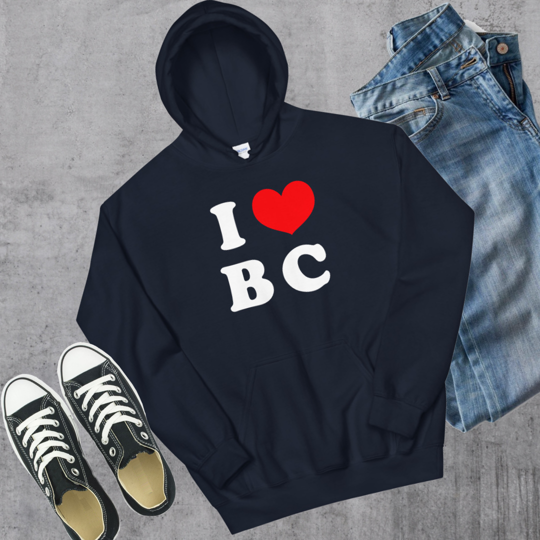 I Love BC Hoodie Navy Canadian City Apparel