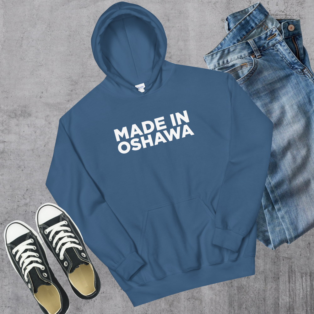 Made in Oshawa Hoodie Indigo Blue Canadian City Apparel