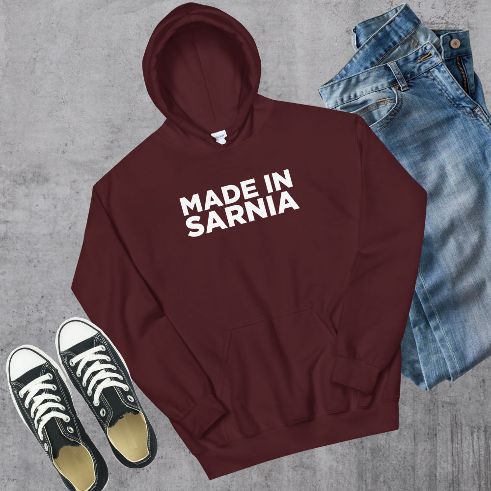 Made in Sarnia Hoodie Maroon Canadian City Apparel