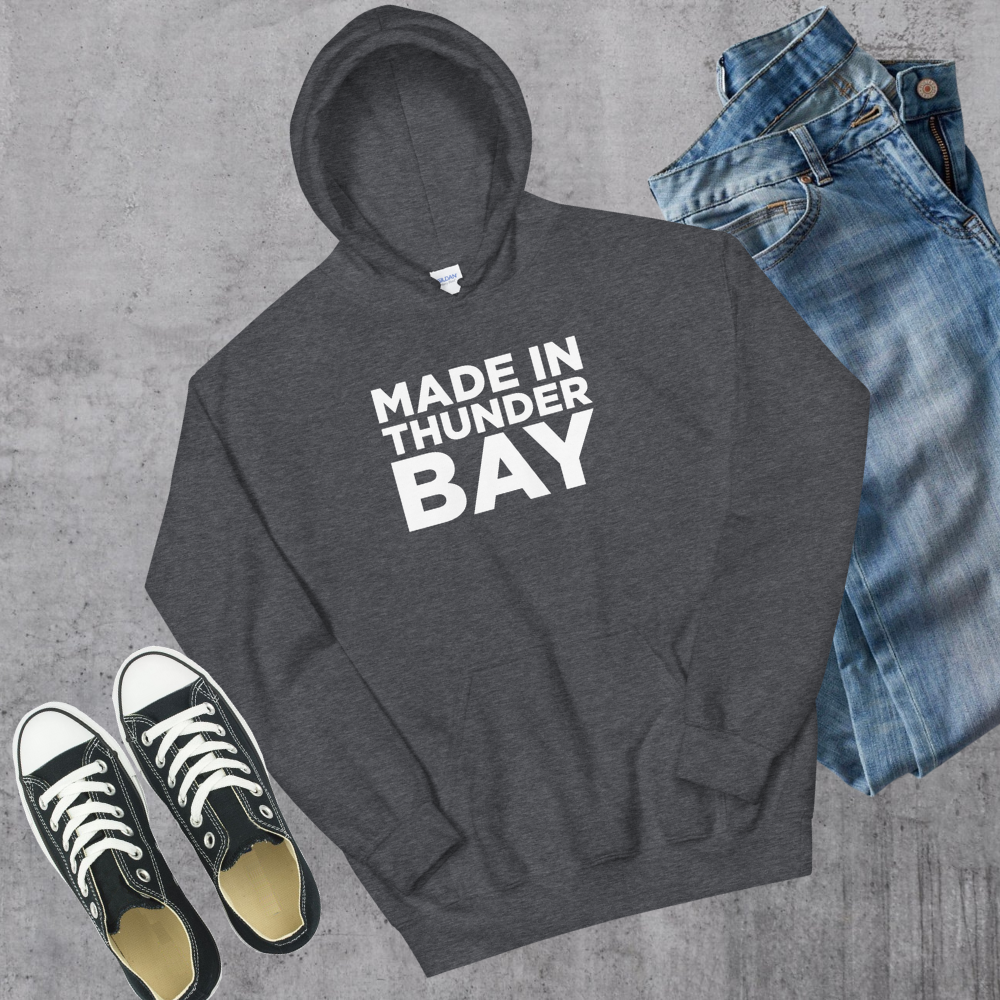 Made in Thunder Bay Hoodie Dark Heather Canadian City Apparel