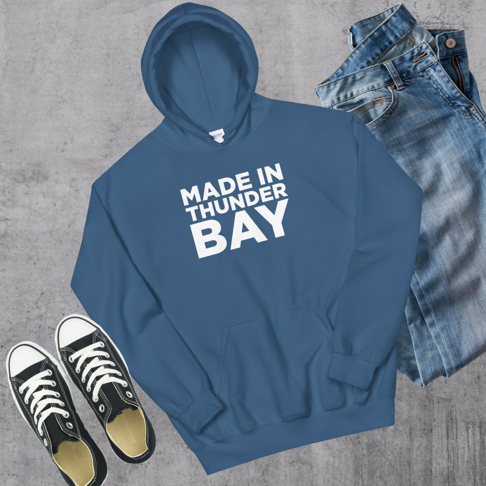 Made in Thunder Bay Hoodie Indigo Blue Canadian City Apparel