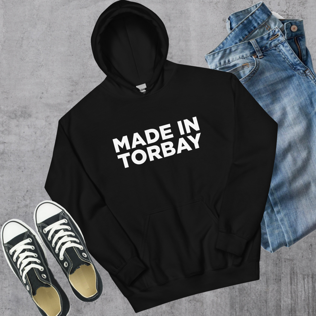 Made in Torbay Hoodie Black Canadian City Apparel