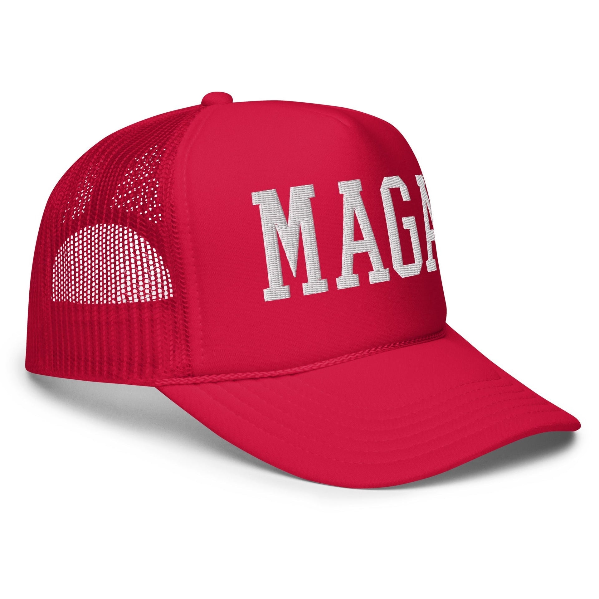 MAGA Make America Great Again Block Embroidered Foam Trucker Hat Capital Crowns Conservative LADs Trucker Hats