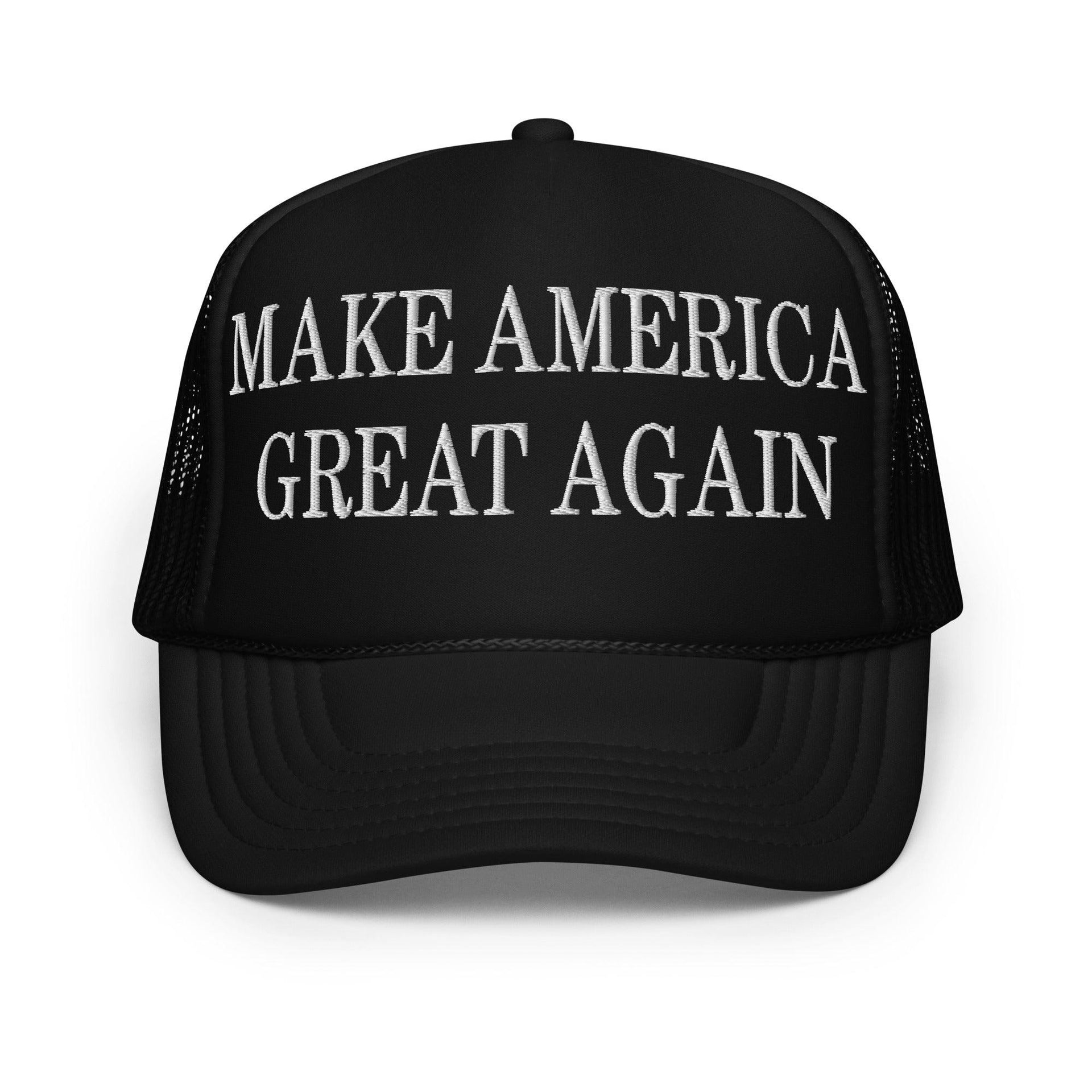 MAGA Make America Great Again Embroidered Foam Trucker Hat Black Capital Crowns Conservative LADs Trucker Hats