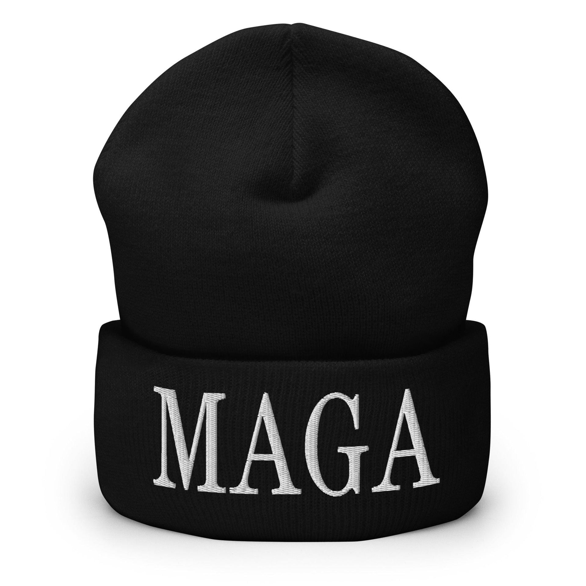 MAGA Make America Great Again Embroidered Knit Cuffed Beanie Black Beanies Capital Crowns Conservative LADs