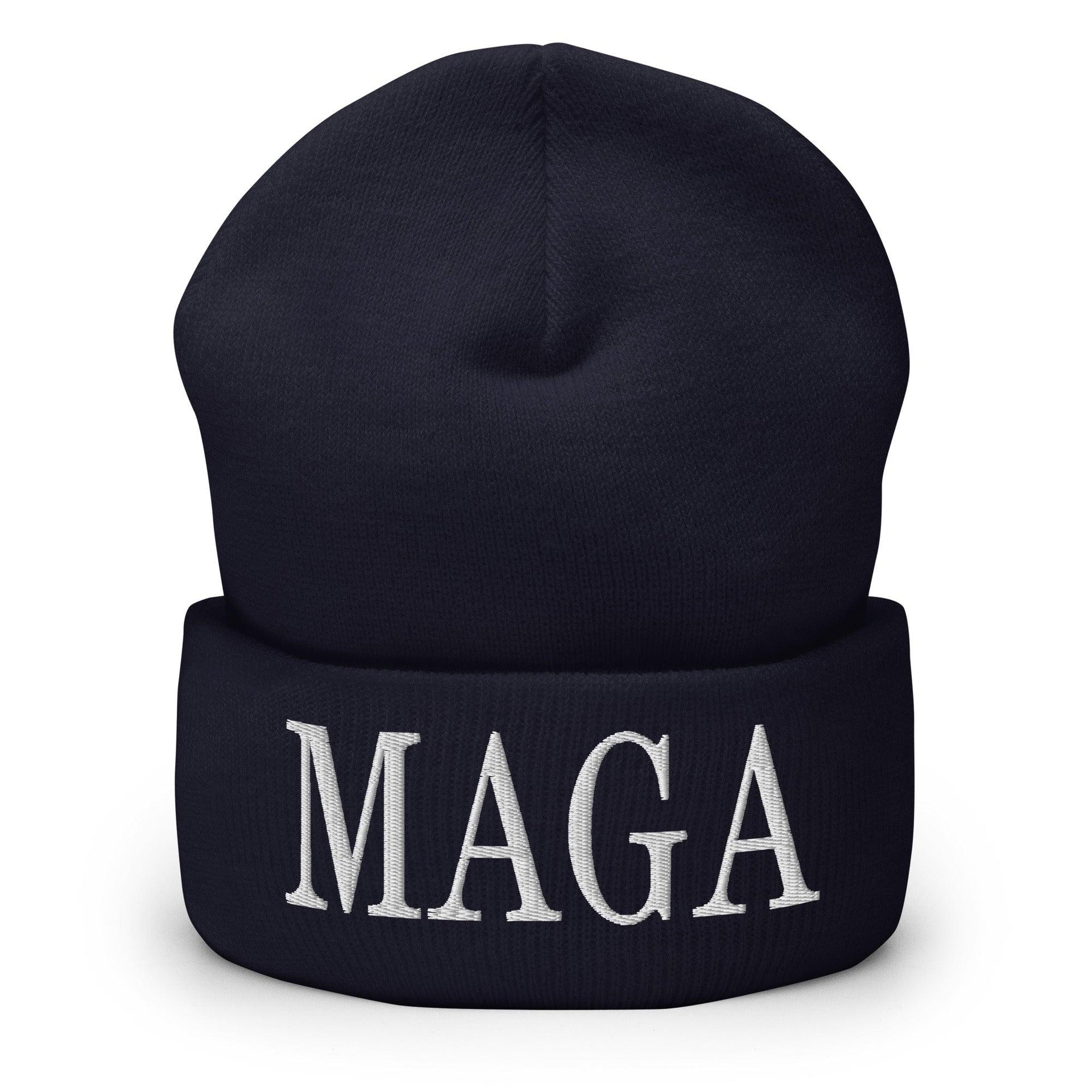 MAGA Make America Great Again Embroidered Knit Cuffed Beanie Navy Beanies Capital Crowns Conservative LADs