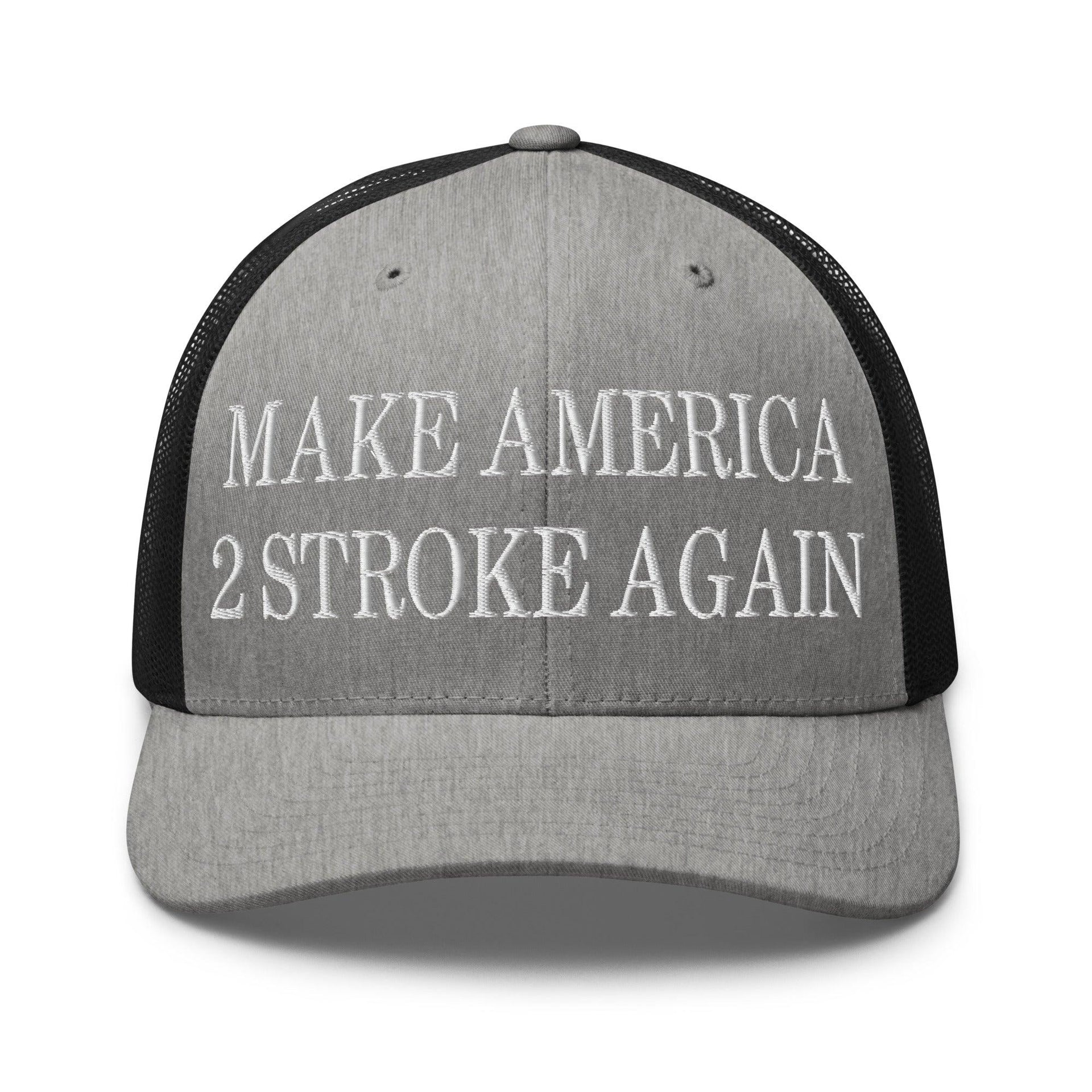 Make Us 2 Stroke Again Embroidered Mesh Trucker Hat Heather Black Capital Crowns Make Again Trucker Hats