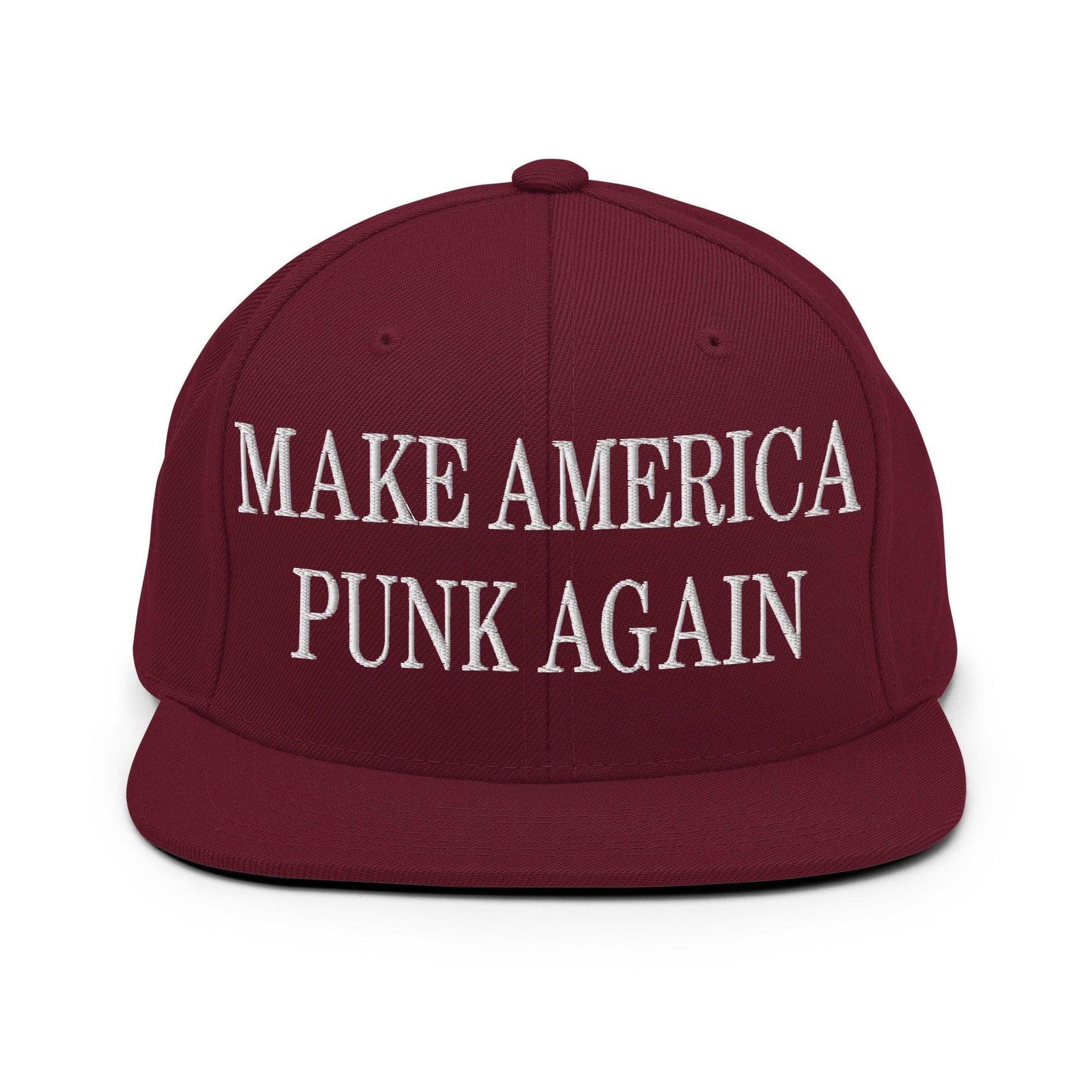 Make It Again Embroidered Flat Bill Brim Snapback Hat Maroon Capital Crowns LADs Make Again