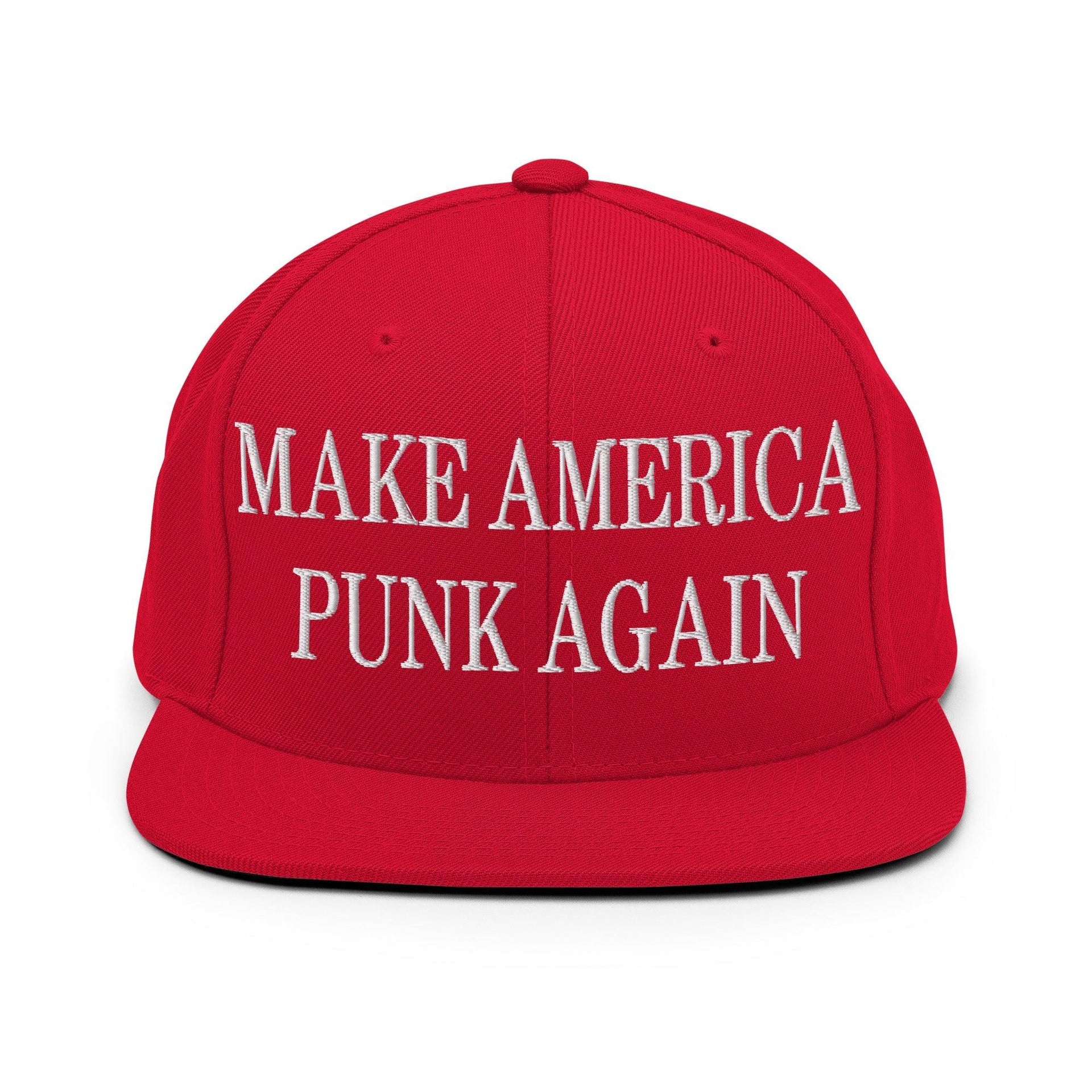 Make It Again Embroidered Flat Bill Brim Snapback Hat Red Capital Crowns LADs Make Again