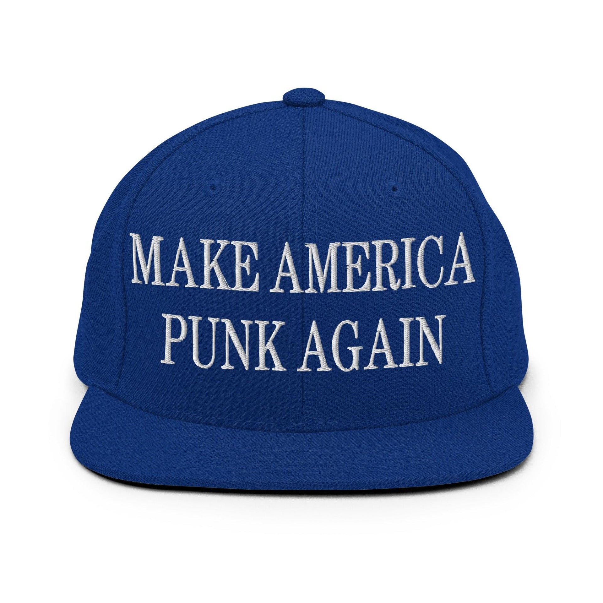 Make It Again Embroidered Flat Bill Brim Snapback Hat Royal Blue Capital Crowns LADs Make Again