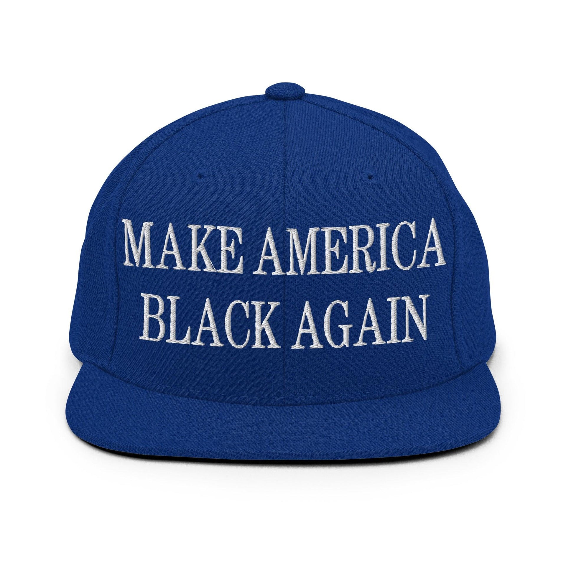 Make America Black Again Embroidered Flat Bill Brim Snapback Hat Royal Blue Capital Crowns LADs Make Again