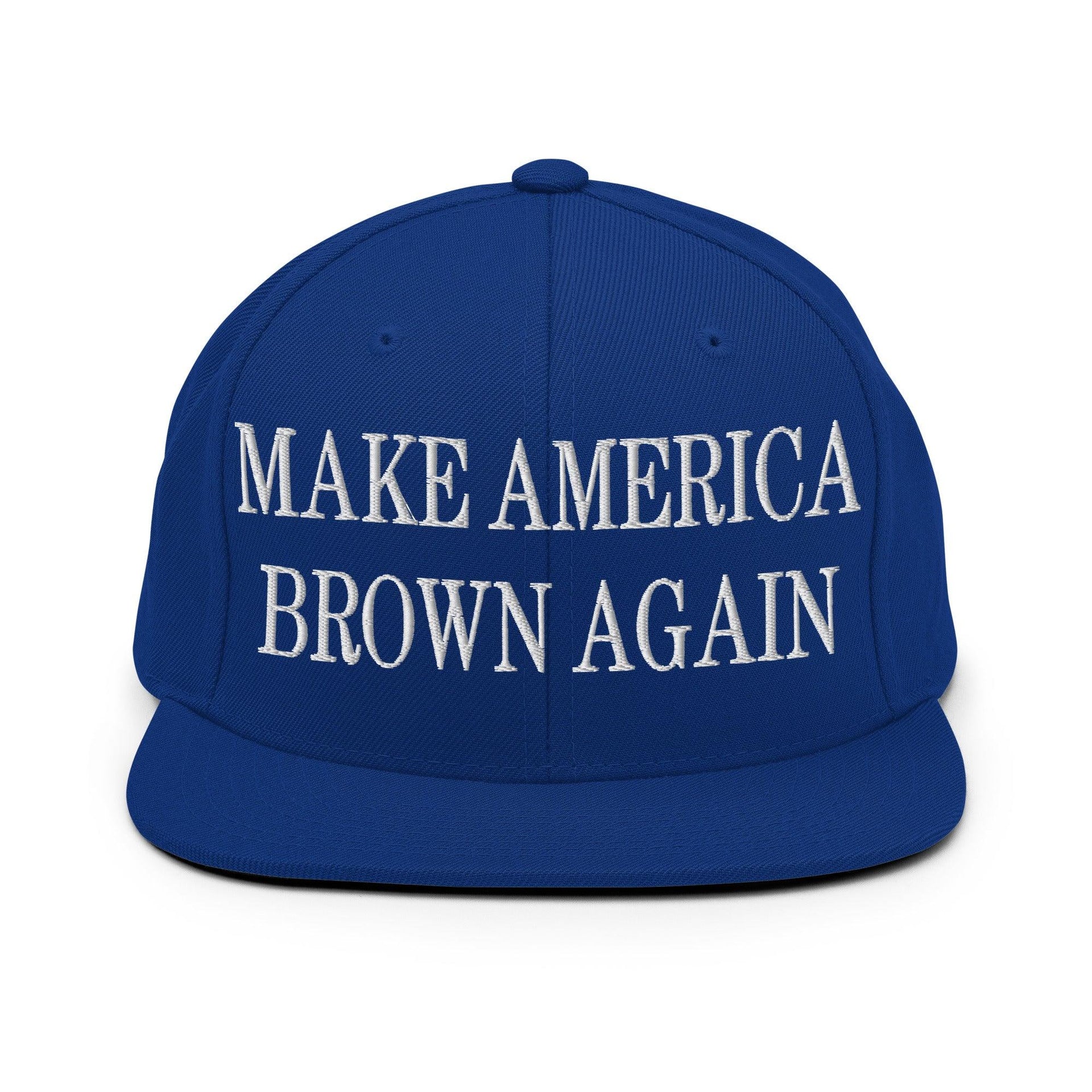 Make America Brown Again Embroidered Flat Bill Brim Snapback Hat Royal Blue Capital Crowns LADs Make Again Snapback Hats