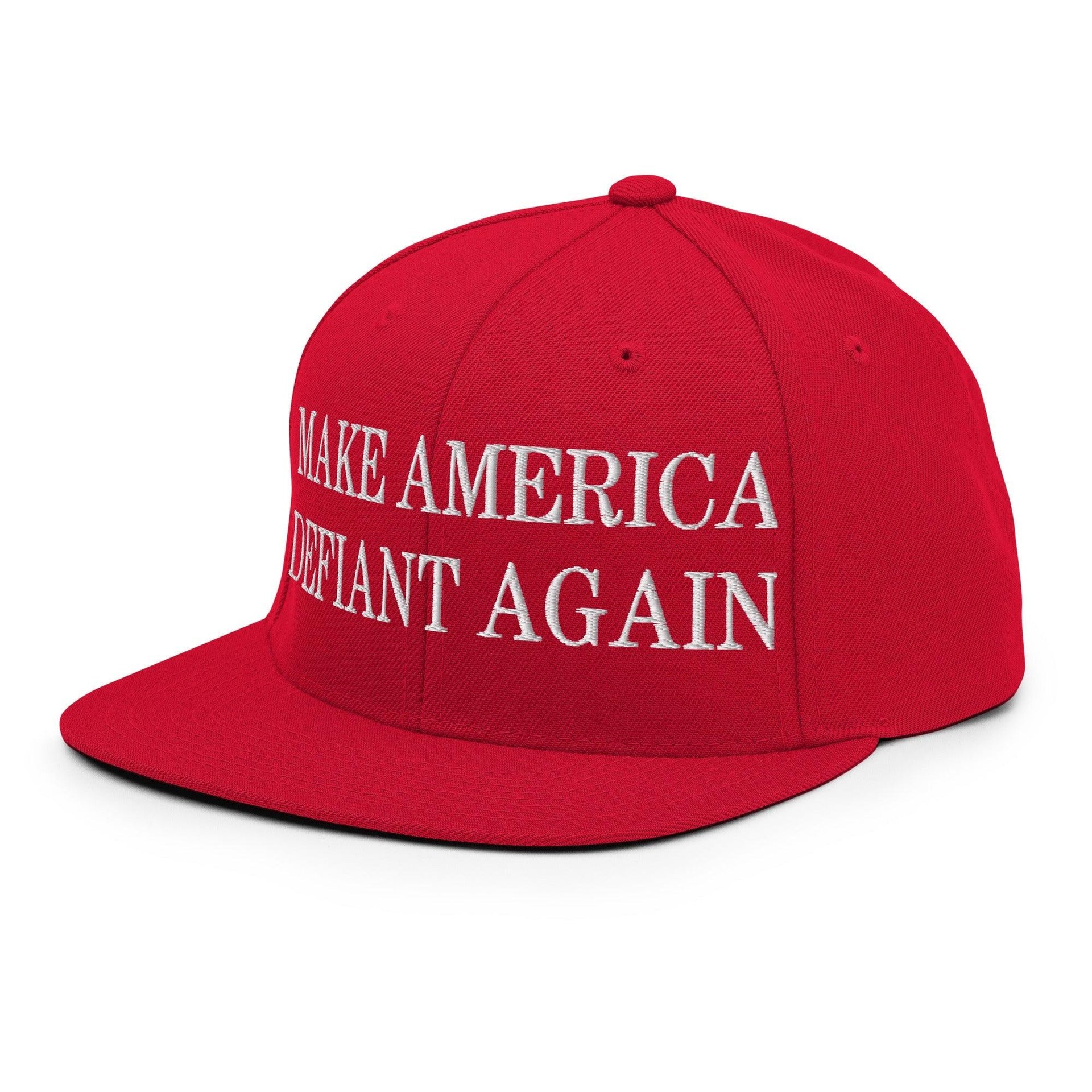 Make America Defiant Again Embroidered Flat Bill Brim Snapback Hat Capital Crowns LADs Make Again Snapback Hats