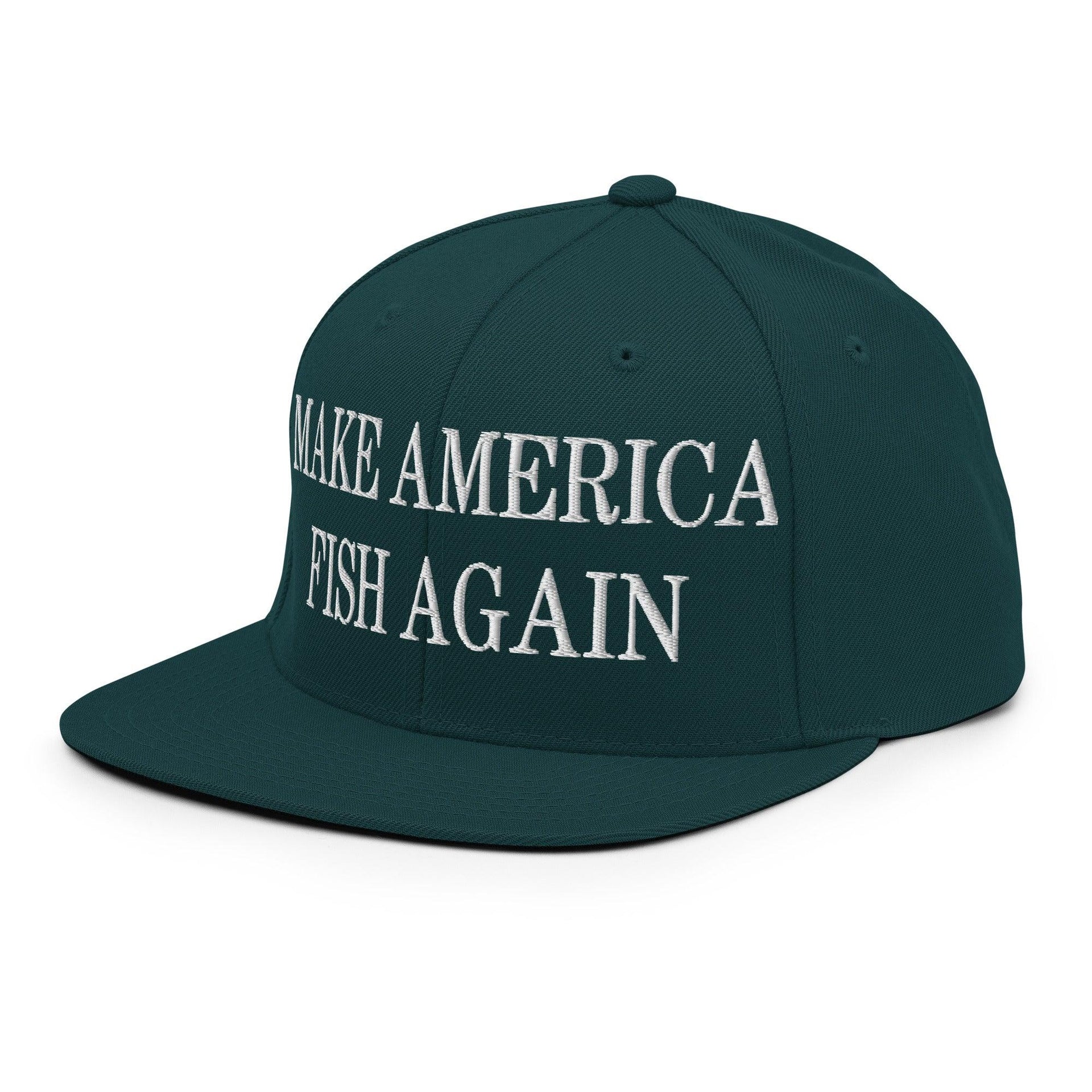 Make America Fish Again Embroidered Flat Bill Brim Snapback Hat Capital Crowns LADs Make Again Snapback Hats