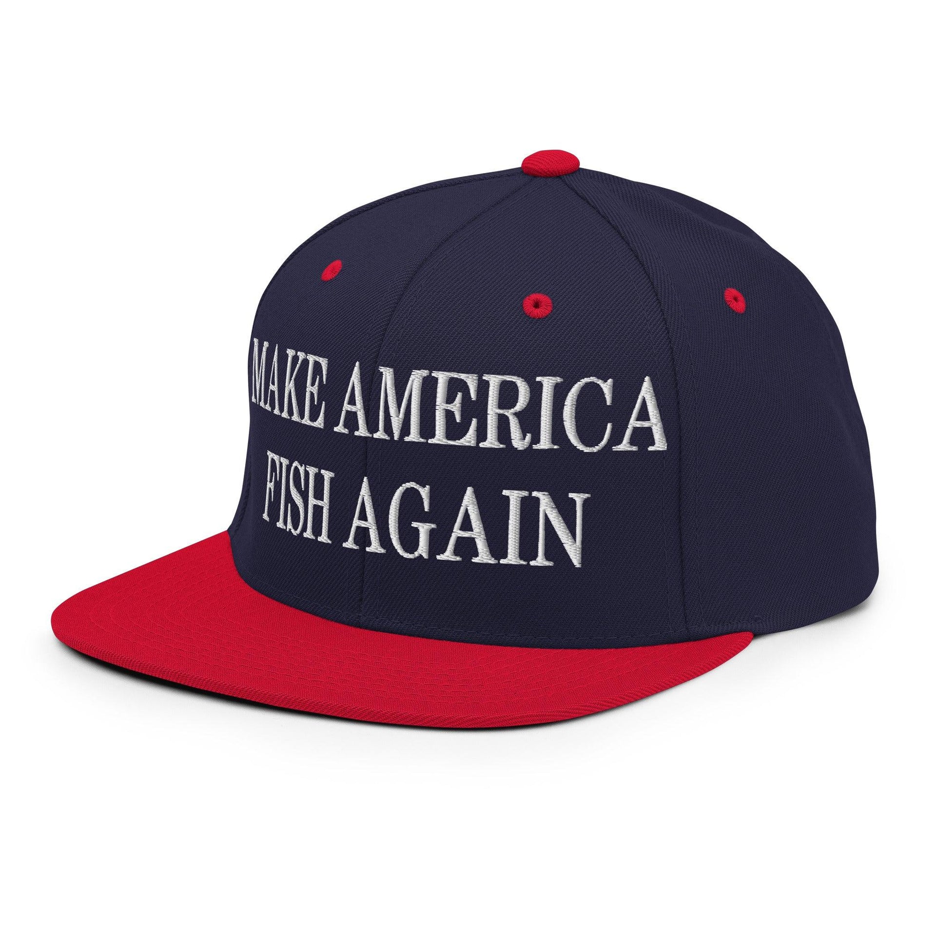 Make America Fish Again Embroidered Flat Bill Brim Snapback Hat Capital Crowns LADs Make Again Snapback Hats