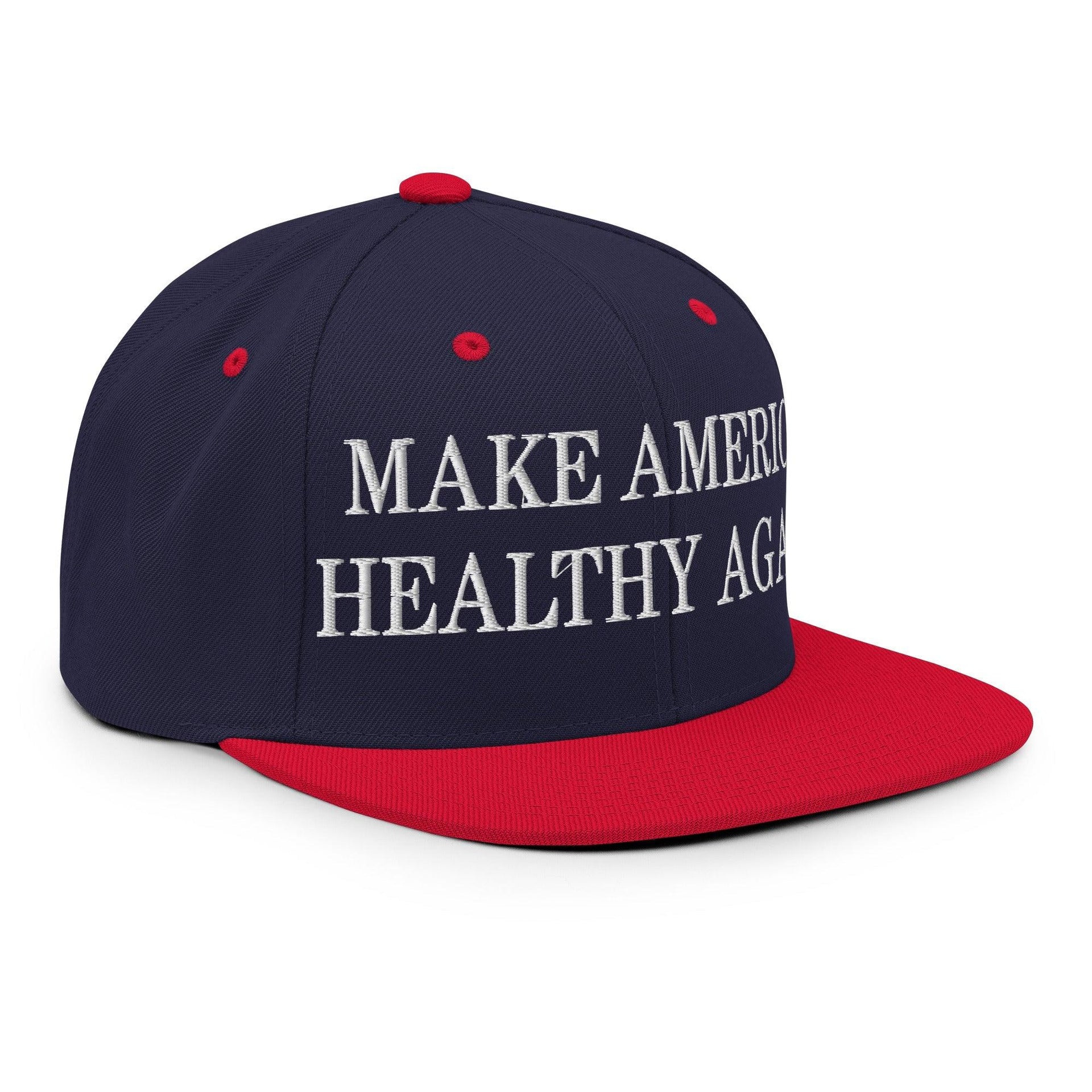 Make America Healthy Again Embroidered Flat Bill Brim Snapback Hat Capital Crowns LADs Make Again Snapback Hats