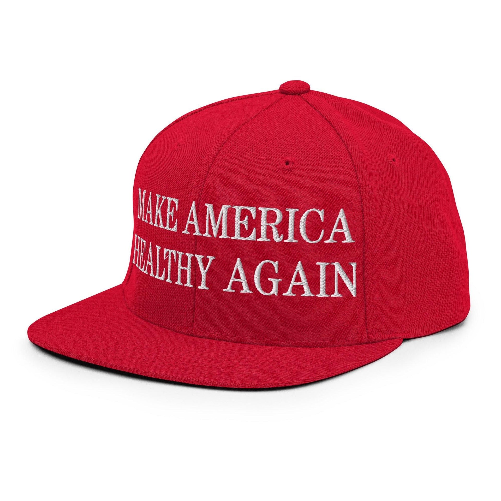 Make America Healthy Again Embroidered Flat Bill Brim Snapback Hat Capital Crowns LADs Make Again Snapback Hats