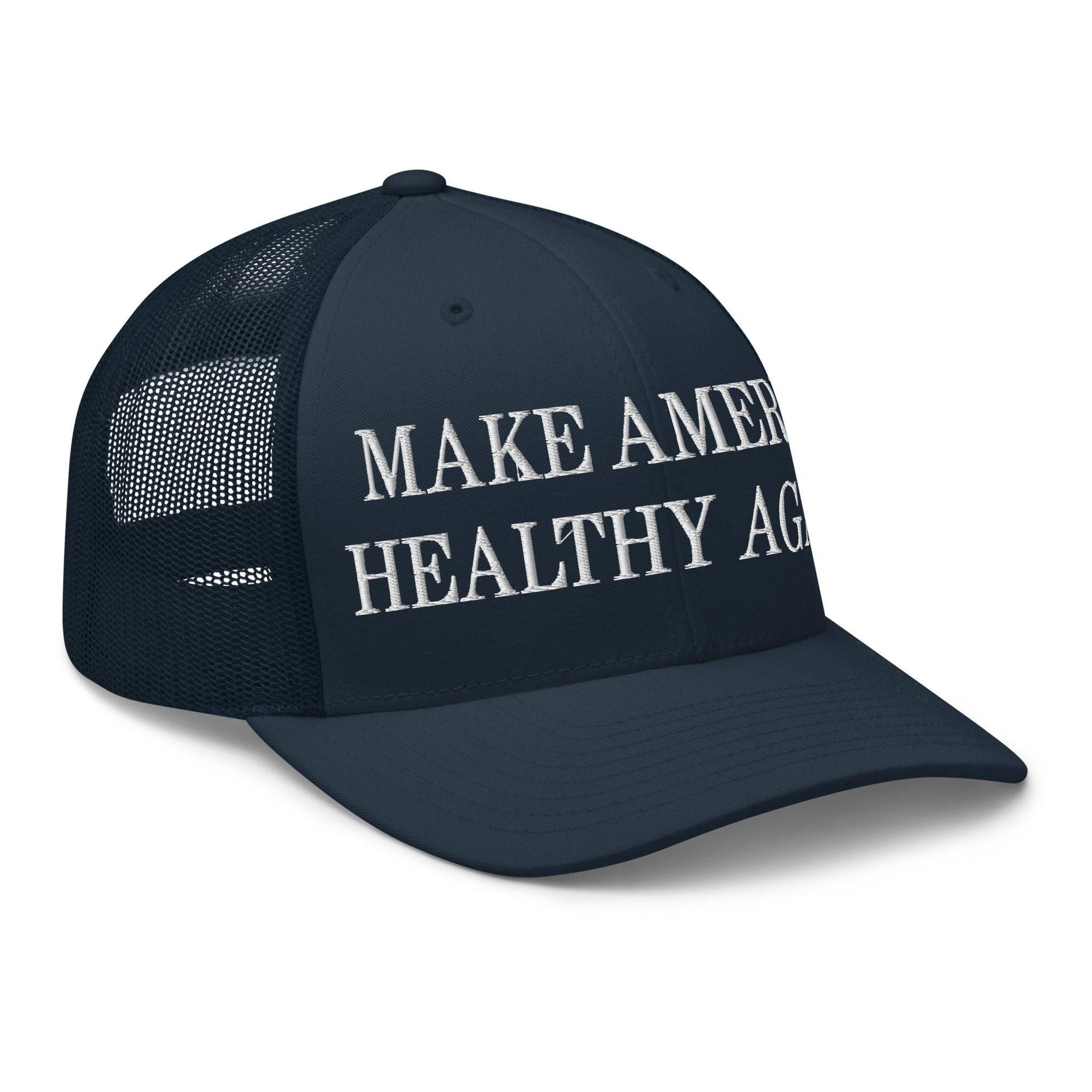 Make America Healthy Again Embroidered Mesh Trucker Hat Capital Crowns LADs Make Again Trucker Hats