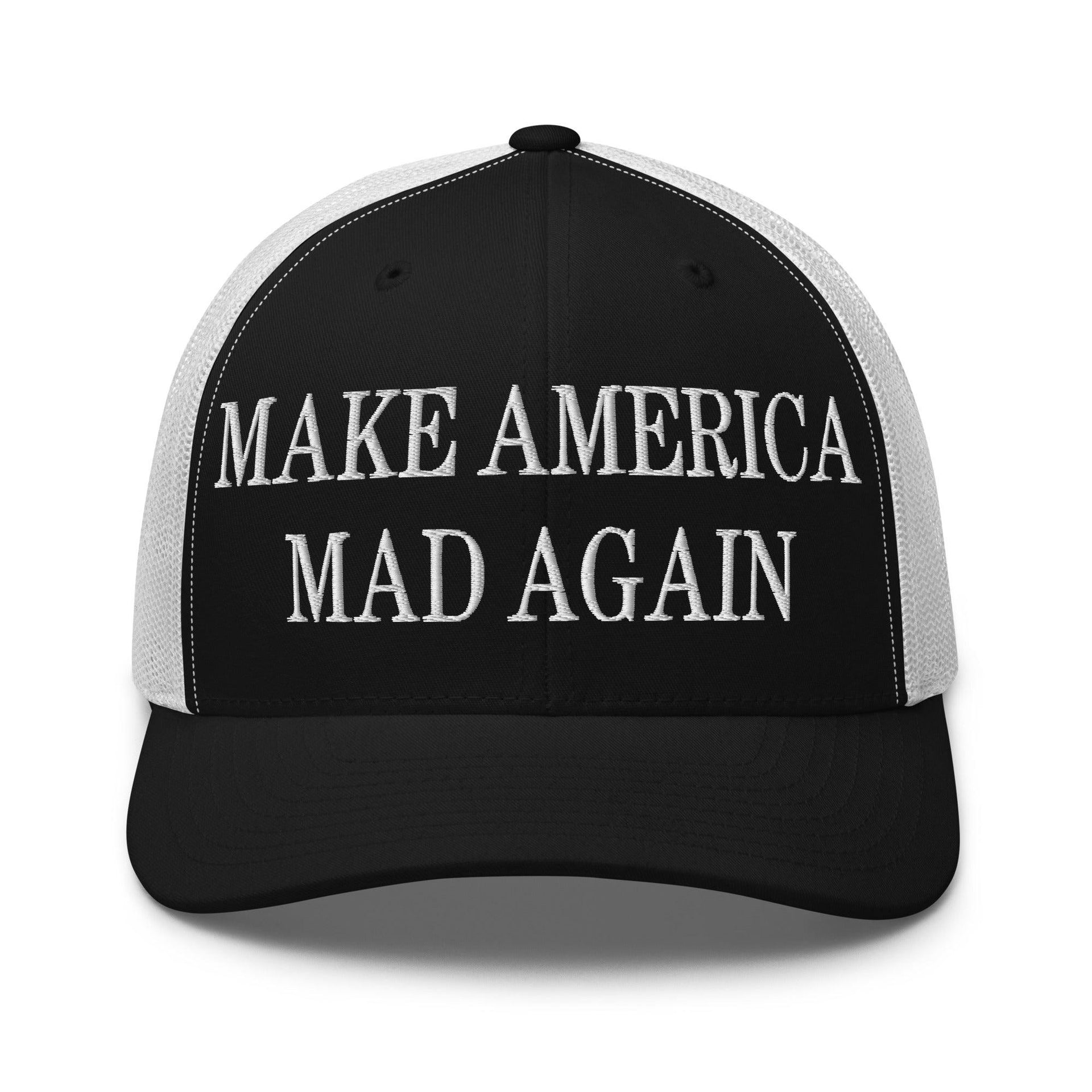 Make America Mad Again Embroidered Mesh Trucker Hat Black White Capital Crowns LADs Make Again Trucker Hats