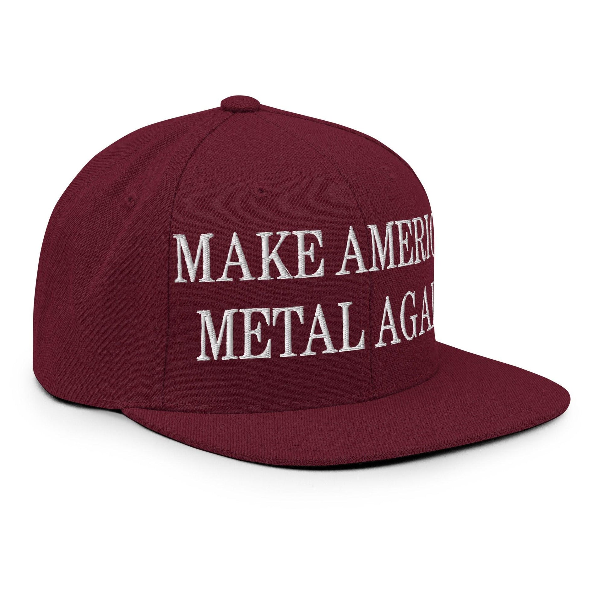 Make America Metal Again Embroidered Flat Bill Brim Snapback Hat Capital Crowns LADs Make Again
