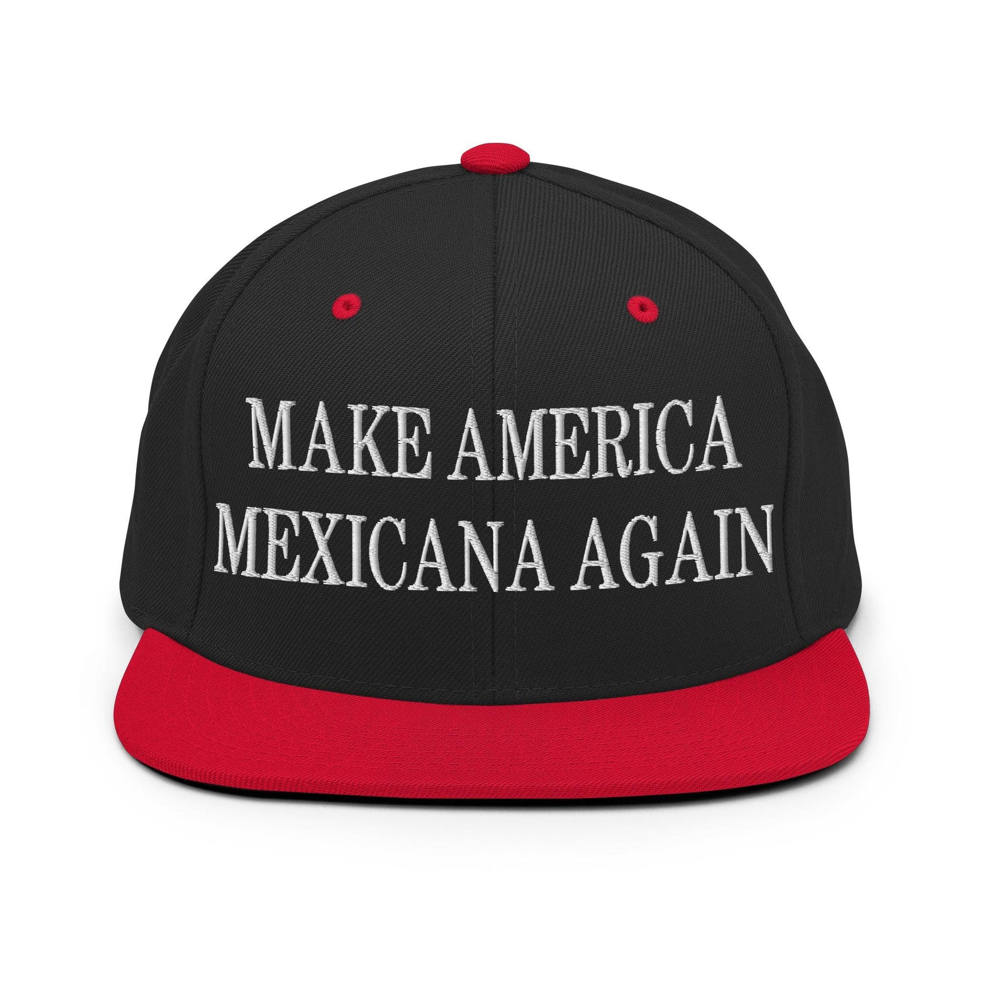 Make America Mexicana Again Claudia Sheinbaum Embroidered Flat Bill Brim Snapback Hat Black Red Capital Crowns LADs Mexico Politics Snapback Hats