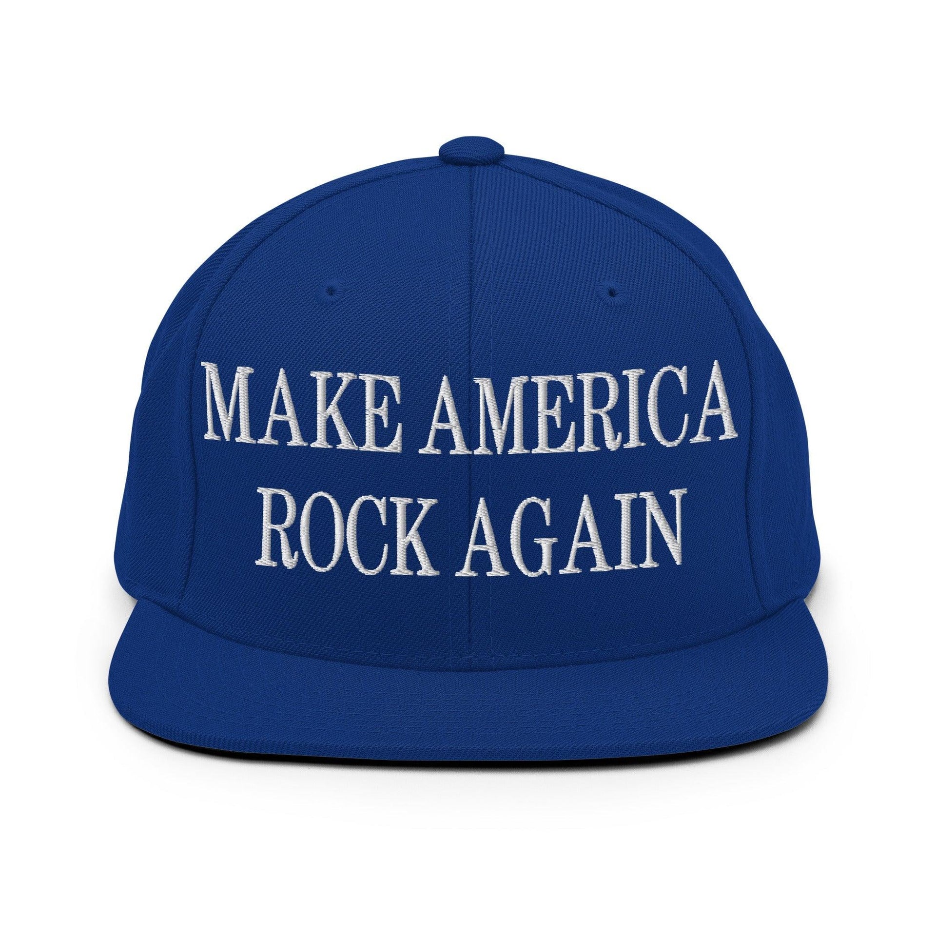Make America Rock Again Embroidered Flat Bill Brim Snapback Hat Royal Blue Capital Crowns LADs Make Again