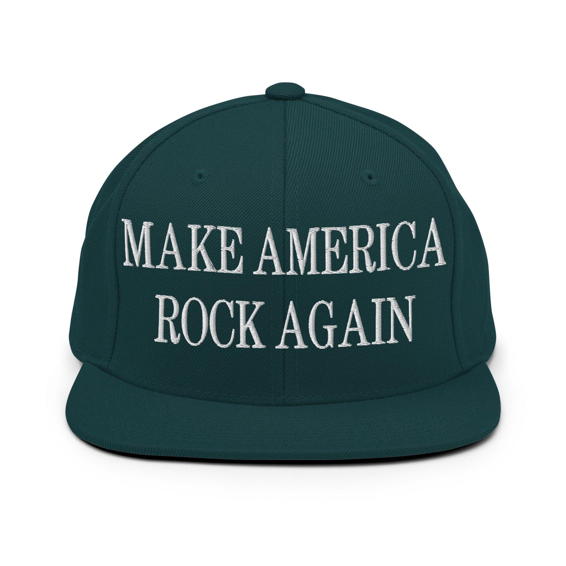 Make America Rock Again Embroidered Flat Bill Brim Snapback Hat Spruce Capital Crowns LADs Make Again
