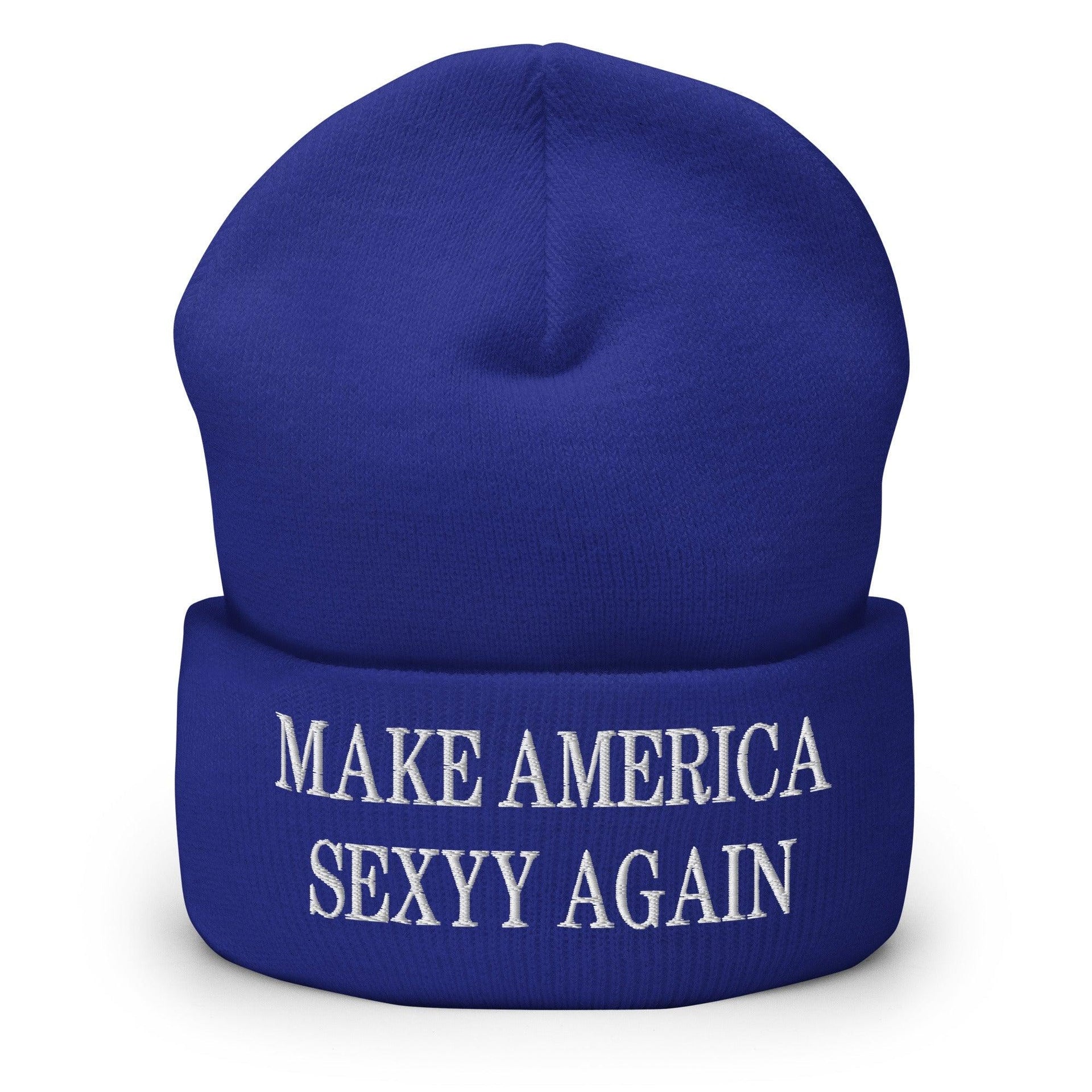 Make America Sexyy Again Embroidered Knit Cuffed Beanie Royal Beanies Capital Crowns LADs Make Again