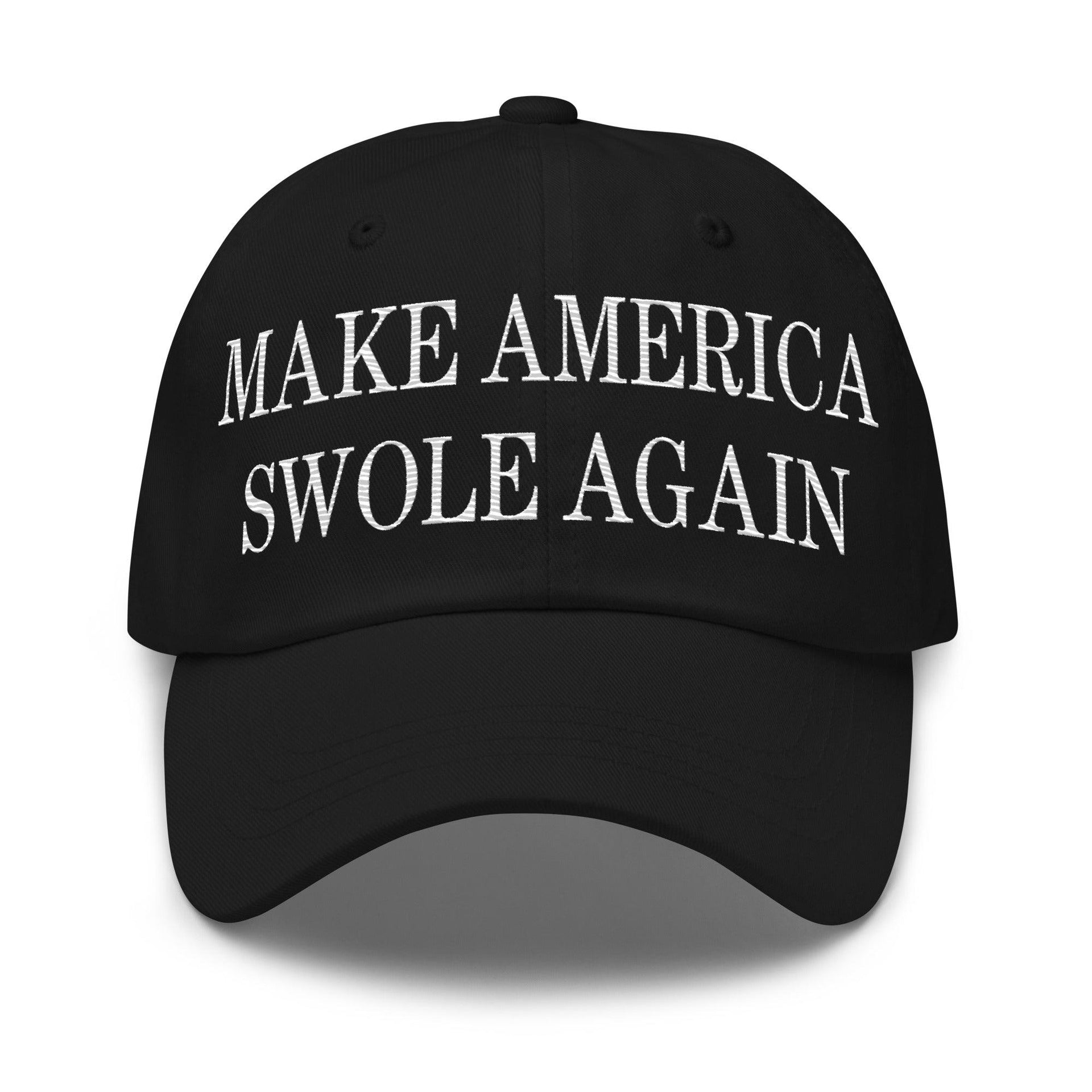 Make America Swole Again Embroidered Dad Hat Black Capital Crowns Dad Hats LADs Make Again