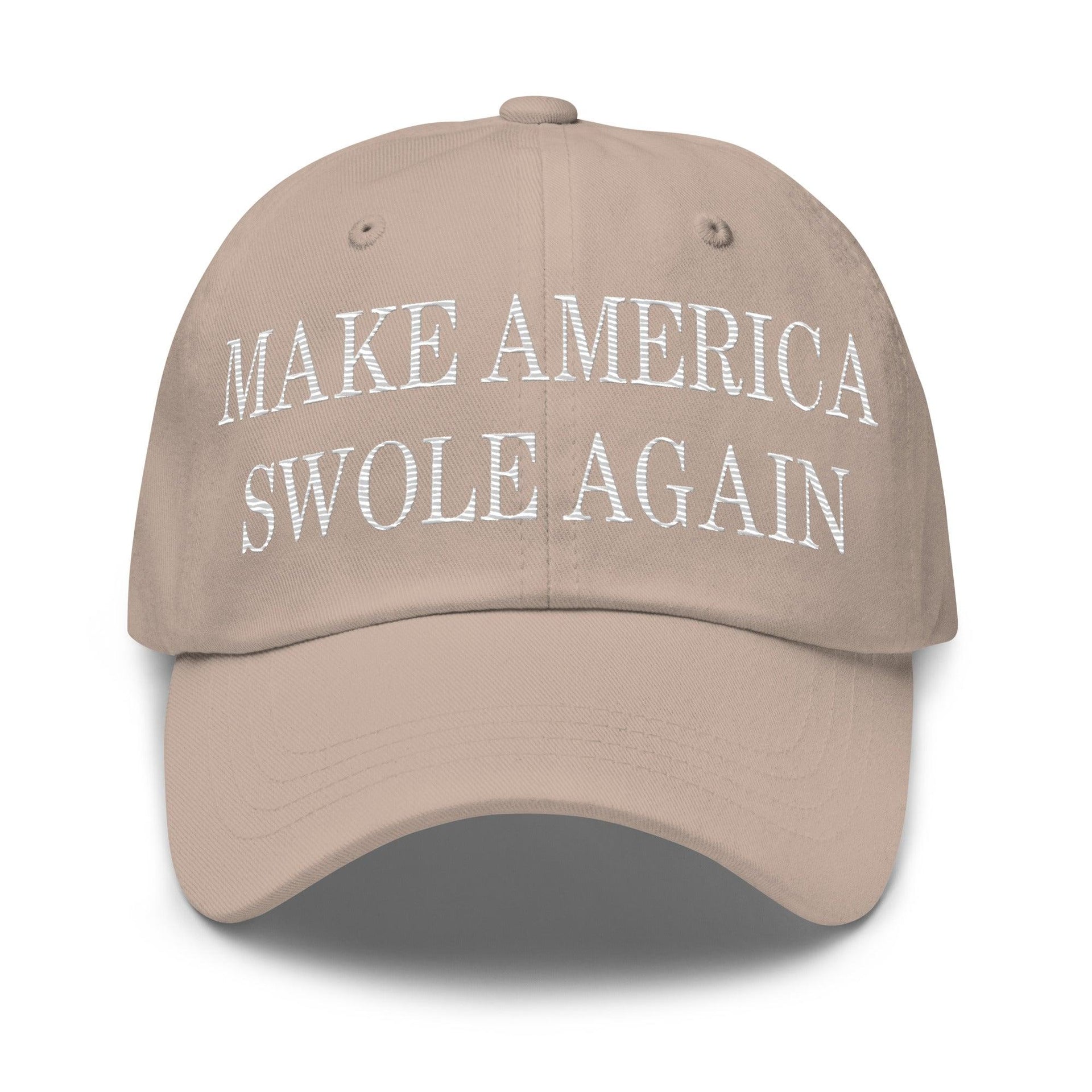 Make America Swole Again Embroidered Dad Hat Stone Capital Crowns Dad Hats LADs Make Again