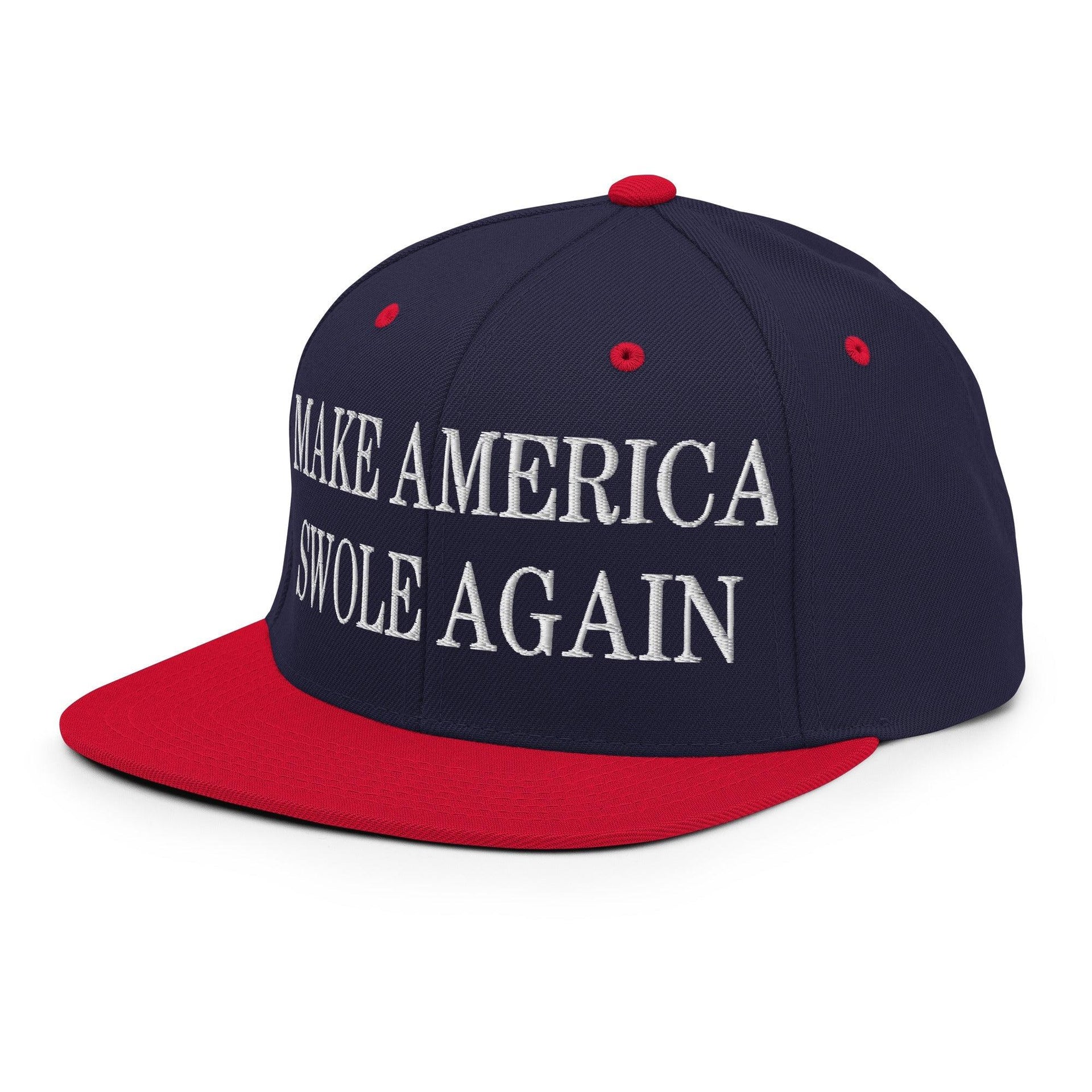 Make America Swole Again Embroidered Flat Bill Brim Snapback Hat Capital Crowns LADs Make Again