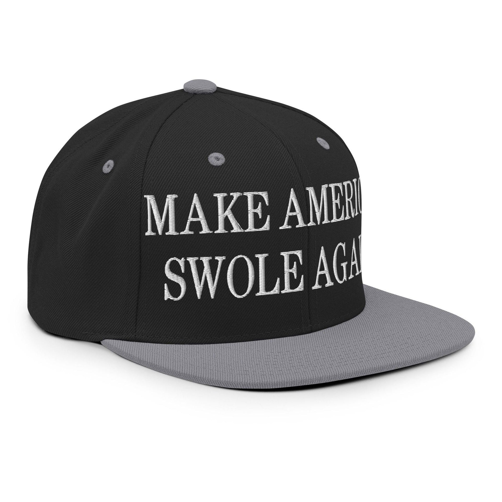 Make America Swole Again Embroidered Flat Bill Brim Snapback Hat Capital Crowns LADs Make Again