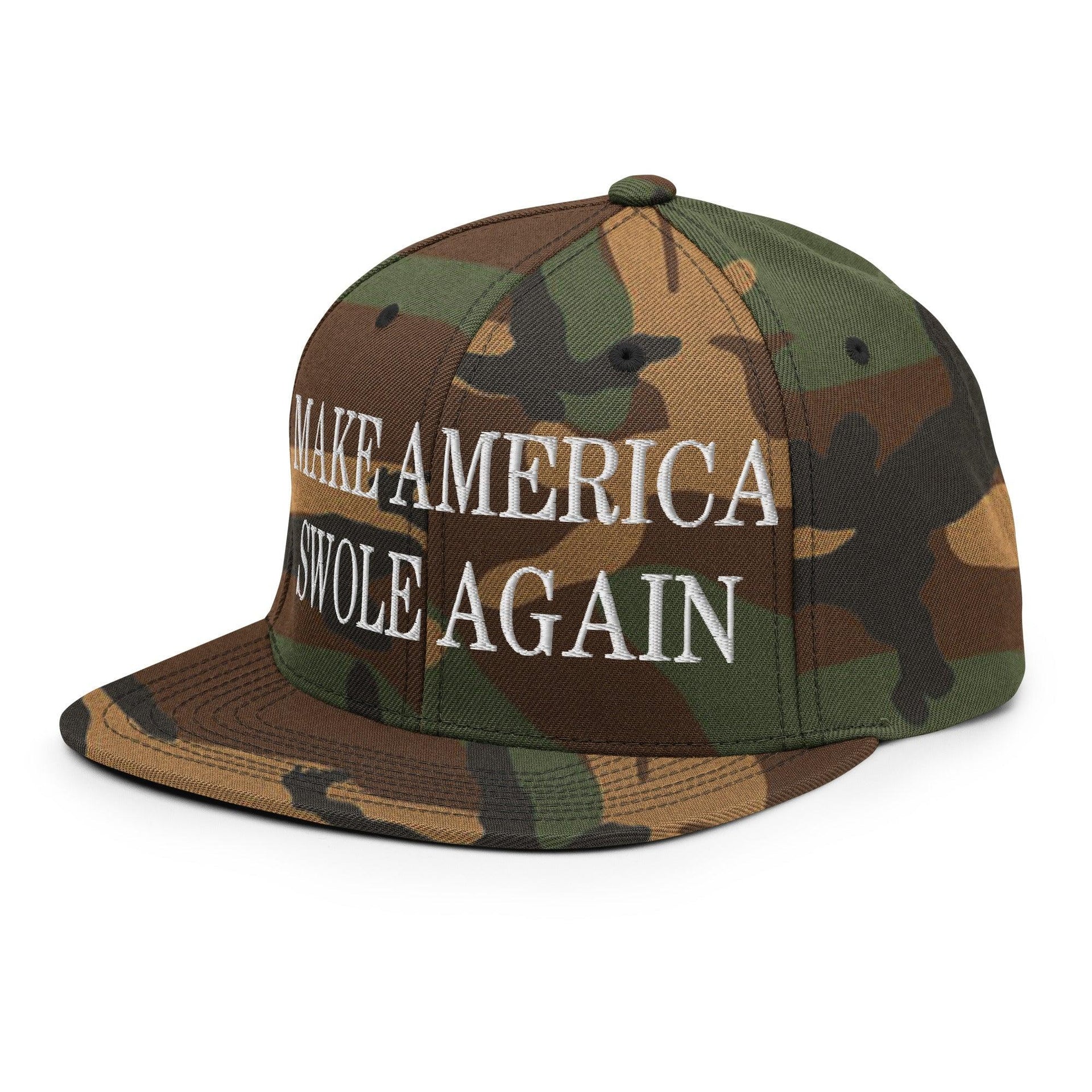 Make America Swole Again Embroidered Flat Bill Brim Snapback Hat Capital Crowns LADs Make Again