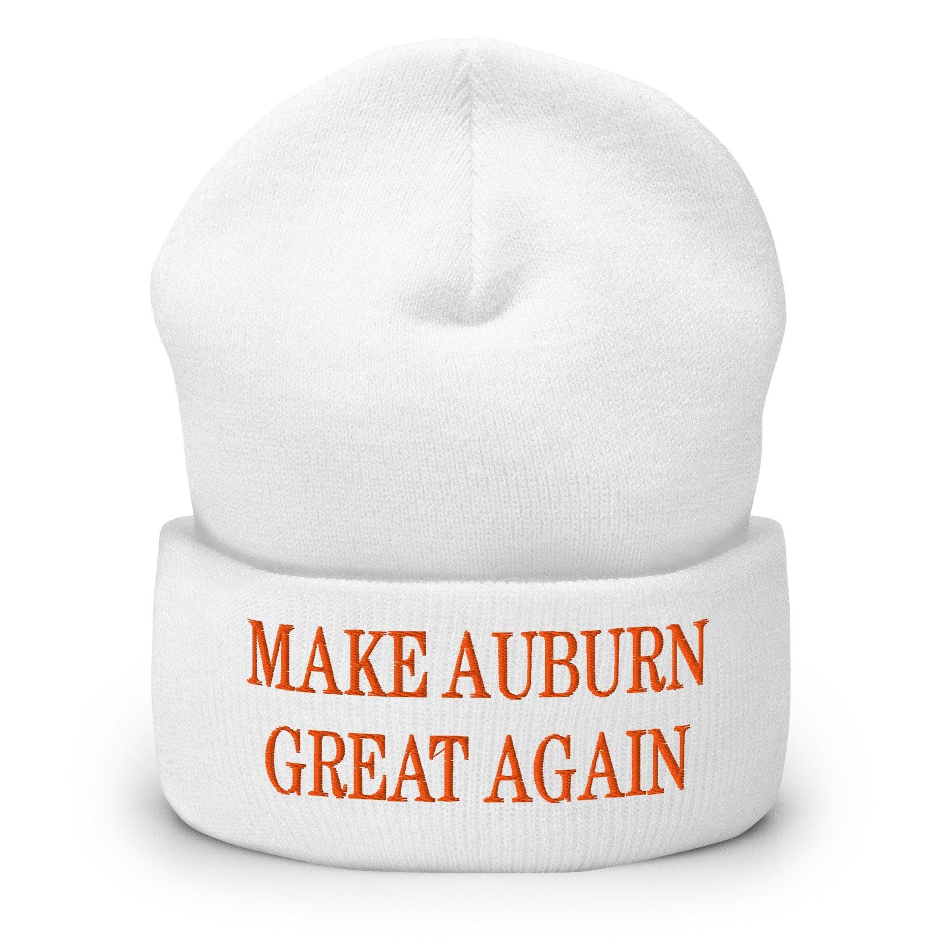 Make Auburn Great Again Embroidered Knit Cuffed Beanie White Beanies Capital Crowns College