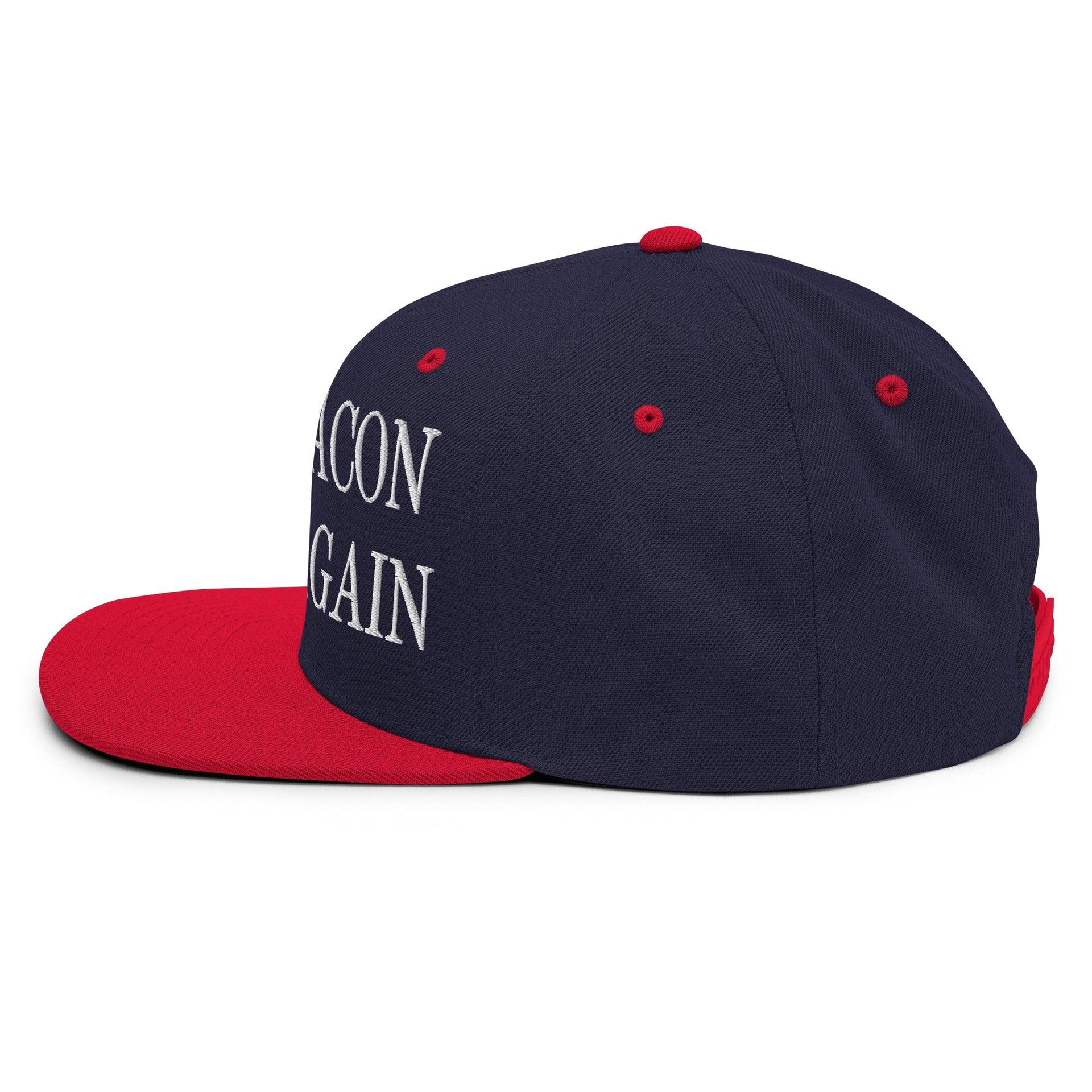 Make Bacon It Again Embroidered Flat Bill Brim Snapback Hat Capital Crowns Make Again Snapback Hats