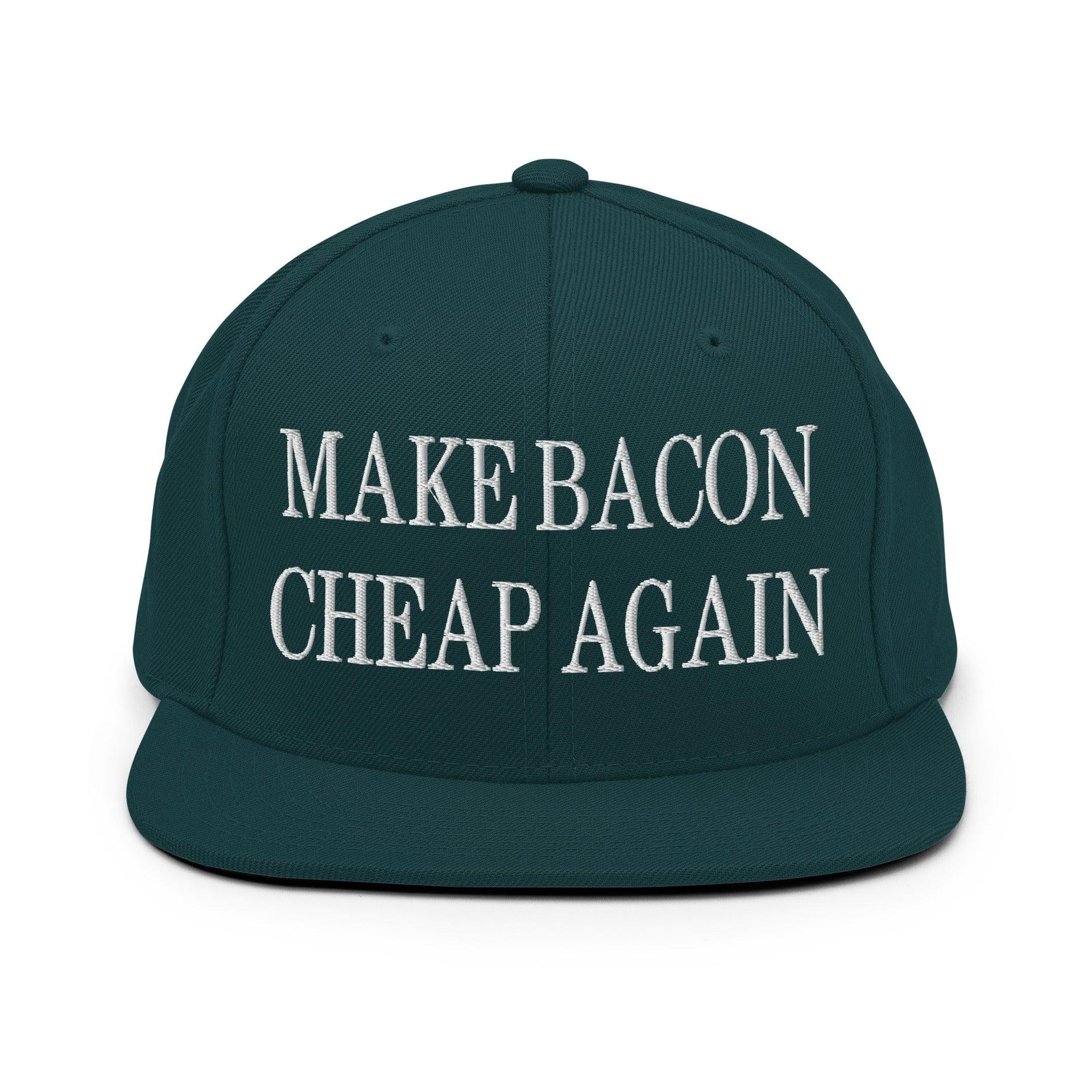 Make Bacon It Again Embroidered Flat Bill Brim Snapback Hat Spruce Capital Crowns Make Again Snapback Hats