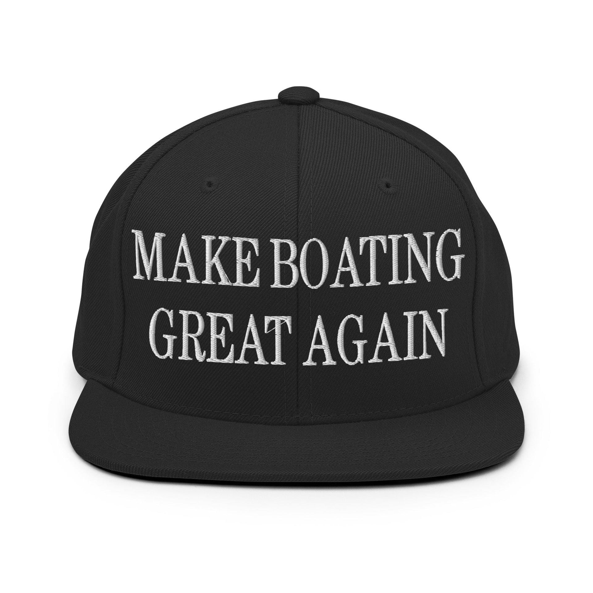 Make Boating Great Again Embroidered Flat Bill Brim Snapback Hat Black Capital Crowns LADs Make Again