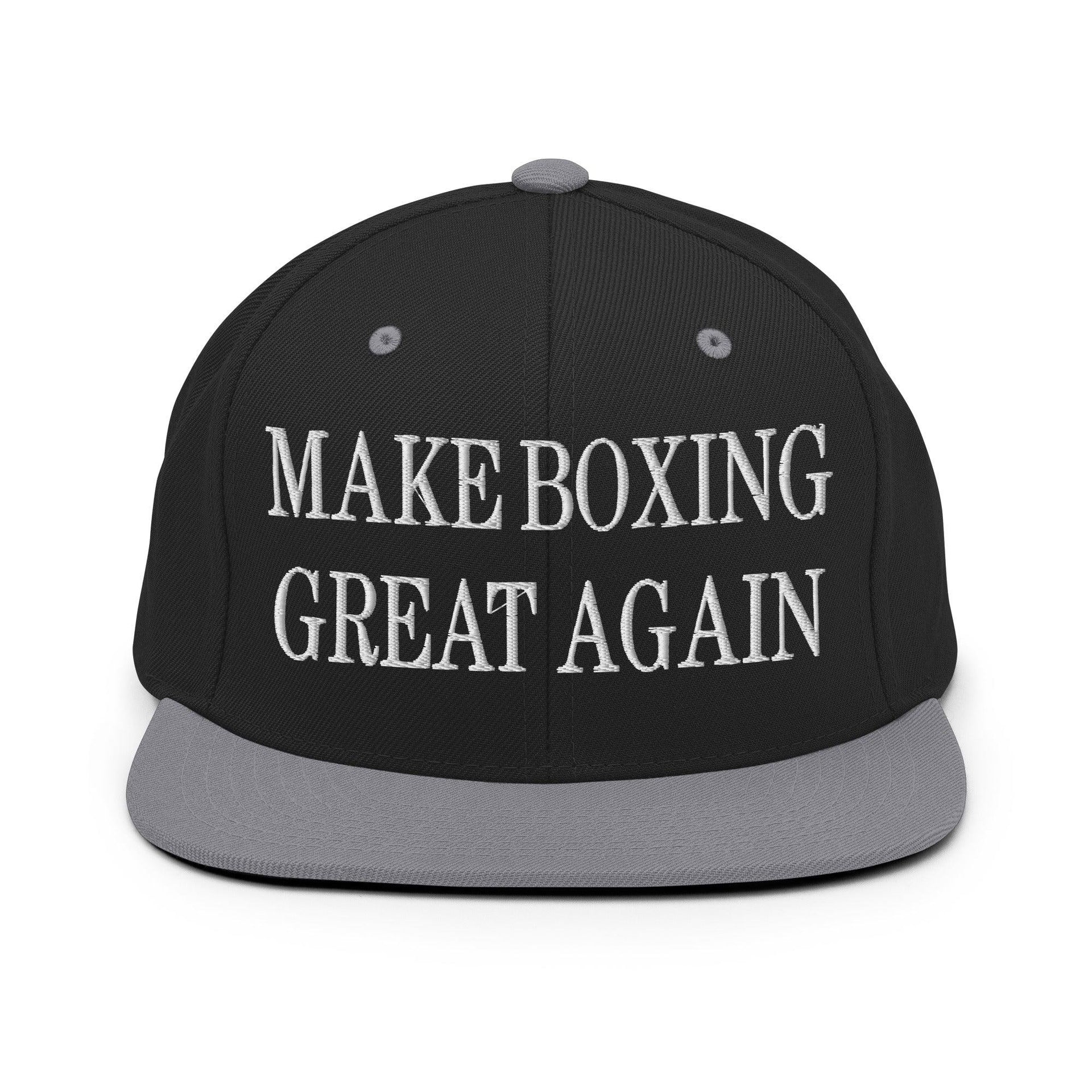 Make Boxing Great Again Embroidered Flat Bill Brim Snapback Hat Black Silver Capital Crowns LADs Make Again