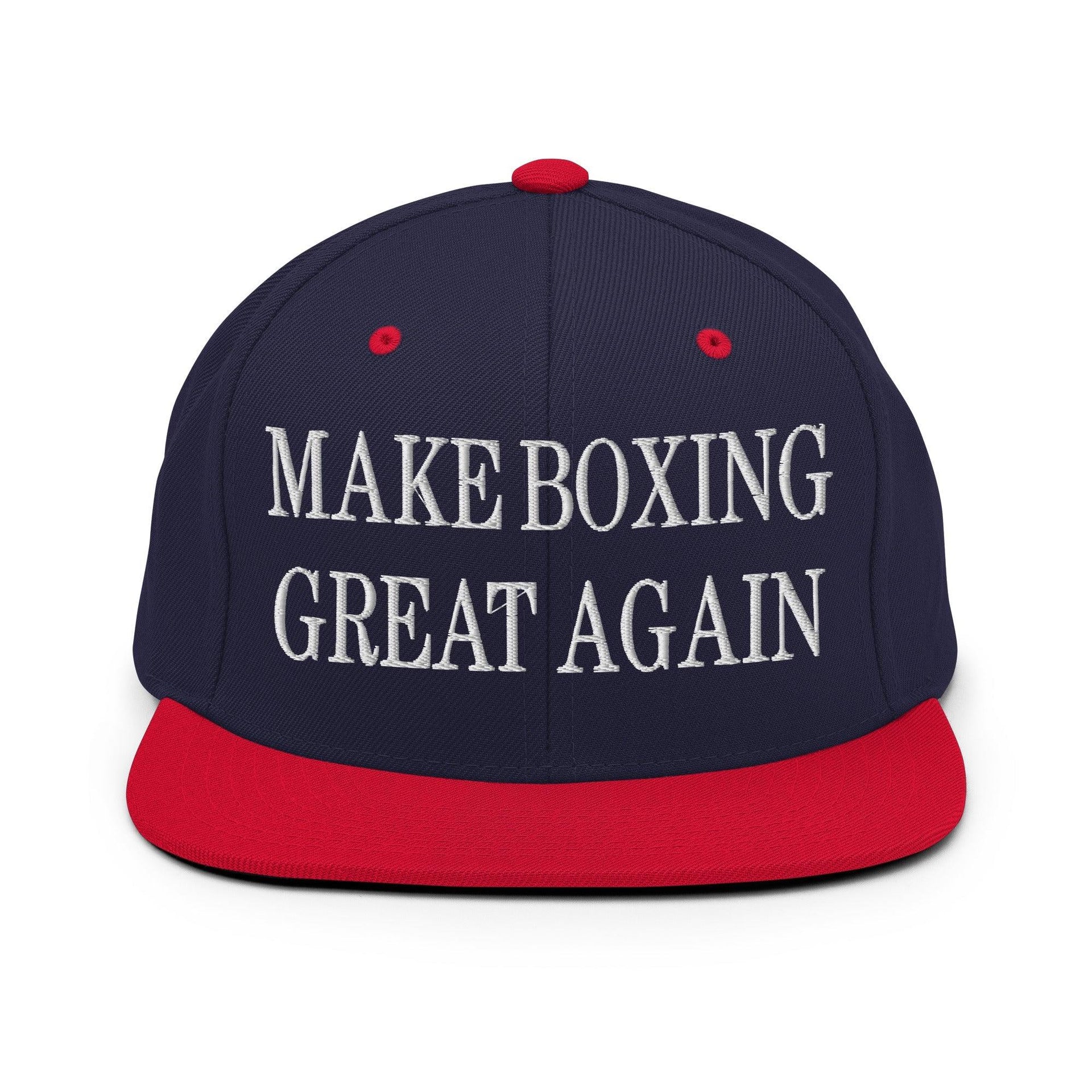 Make Boxing Great Again Embroidered Flat Bill Brim Snapback Hat Navy Red Capital Crowns LADs Make Again