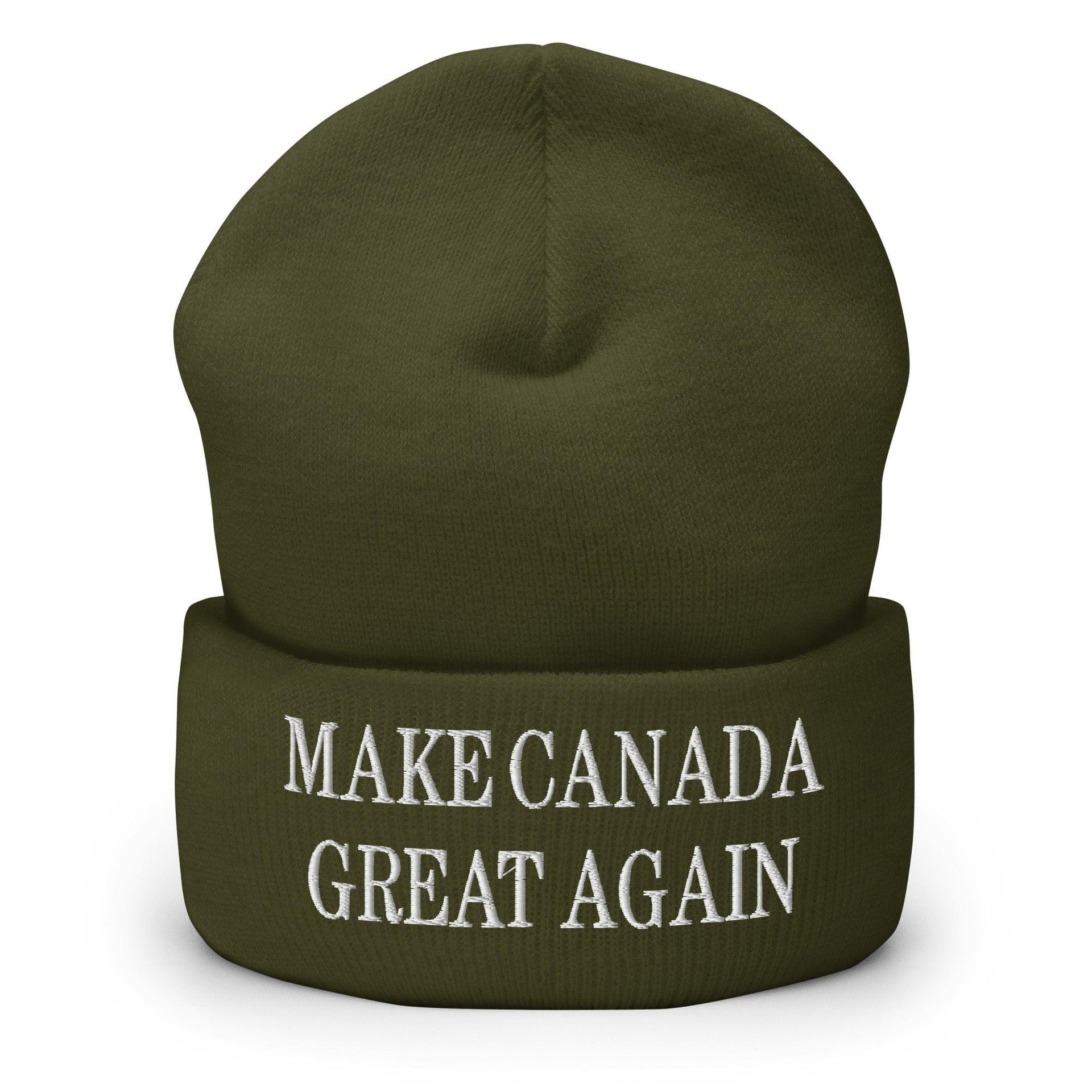 Make C Great Again Embroidered Cuffed Knit Beanie Olive Beanies Canada Is Not For Sale Capital Crowns LADs Make Again