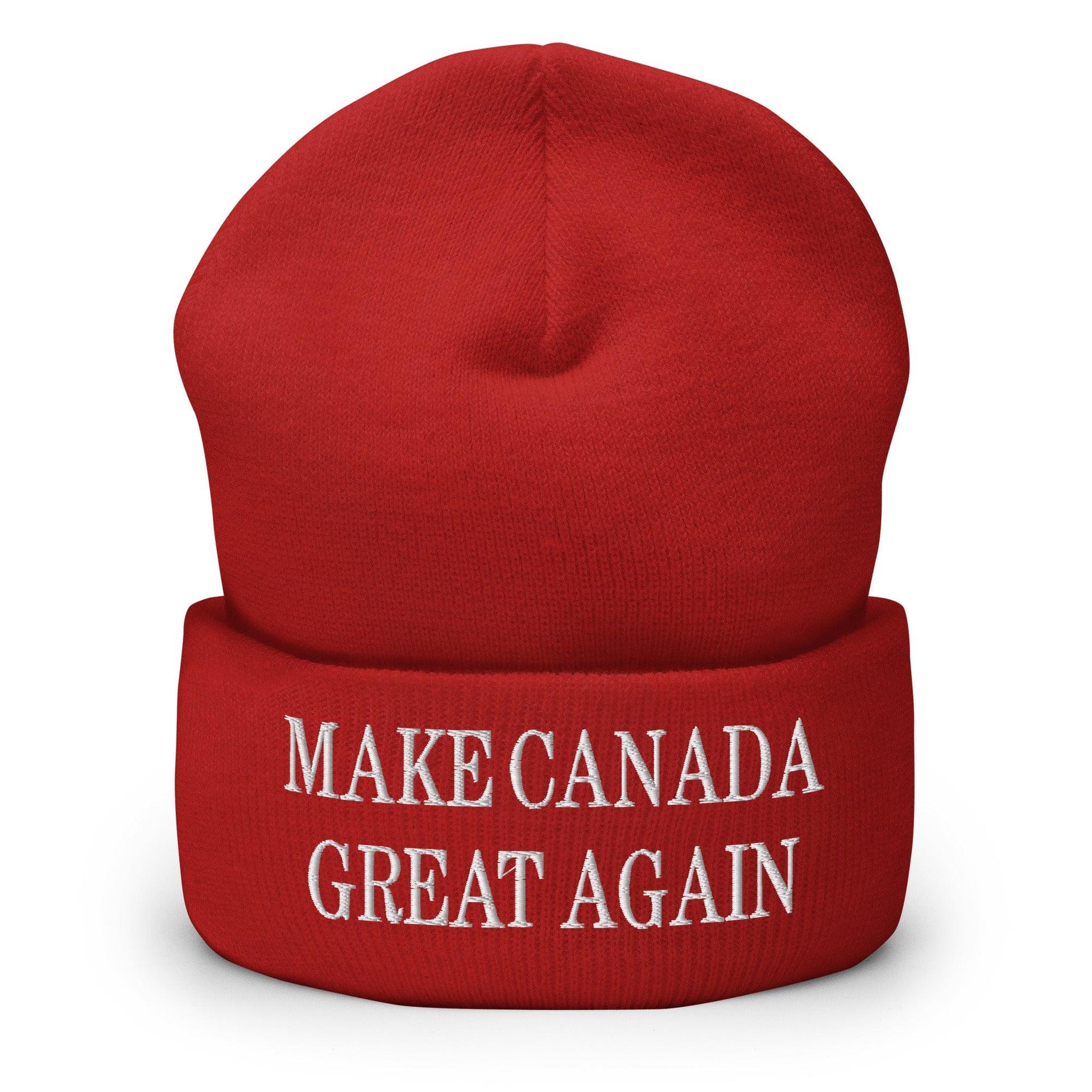 Make C Great Again Embroidered Cuffed Knit Beanie Red Beanies Canada Is Not For Sale Capital Crowns LADs Make Again