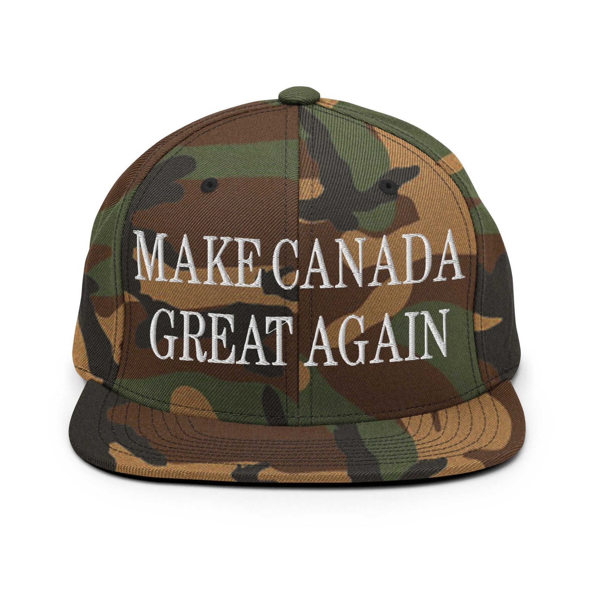 Make C Great Again Embroidered Flat Bill Brim Snapback Hat Green Camo Canada Capital Crowns LADs Make Again