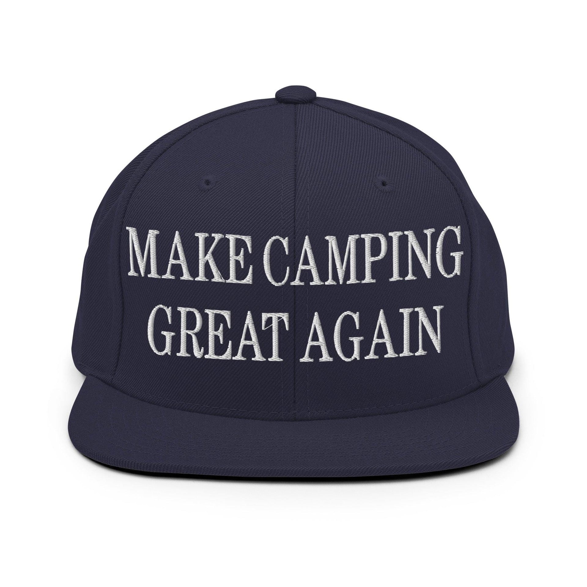 Make Camping Great Again Embroidered Flat Bill Brim Snapback Hat Navy Capital Crowns LADs Make Again