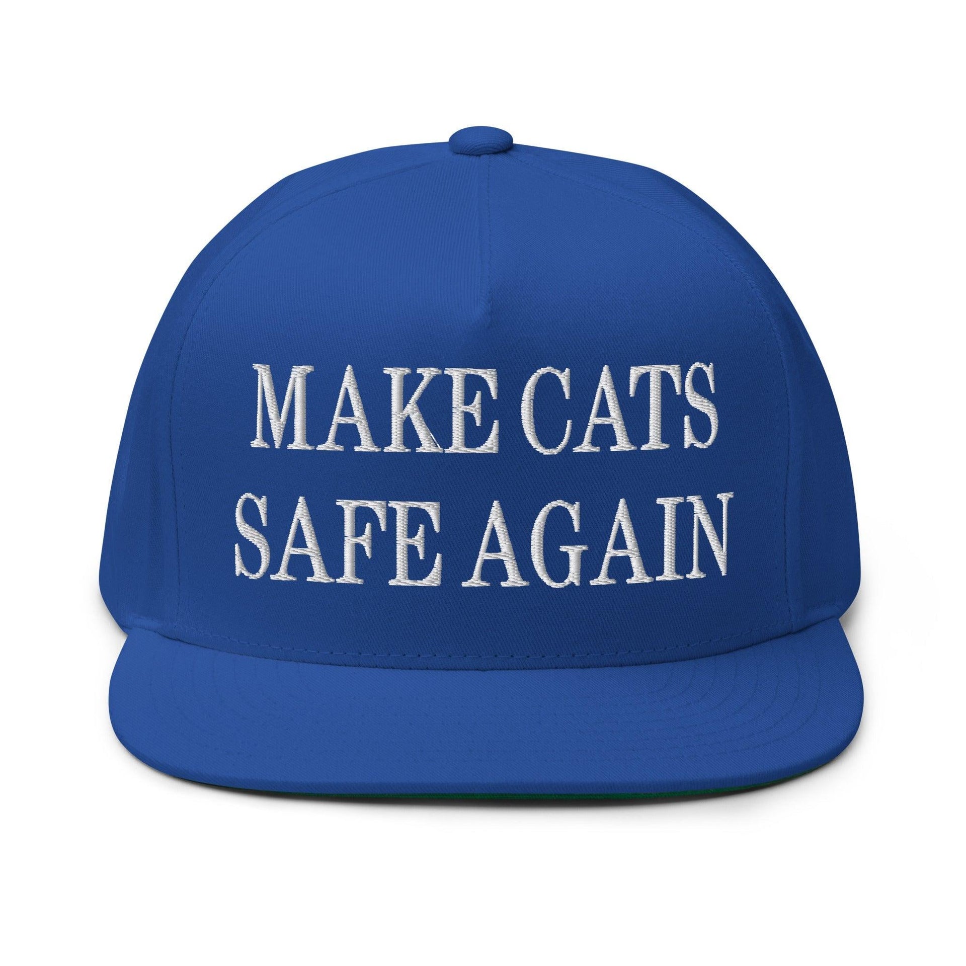 Make Cats Safe Again Embroidered 5 Panel Flat Bill Brim Snapback Hat Royal Blue Capital Crowns Make Again Snapback Hats