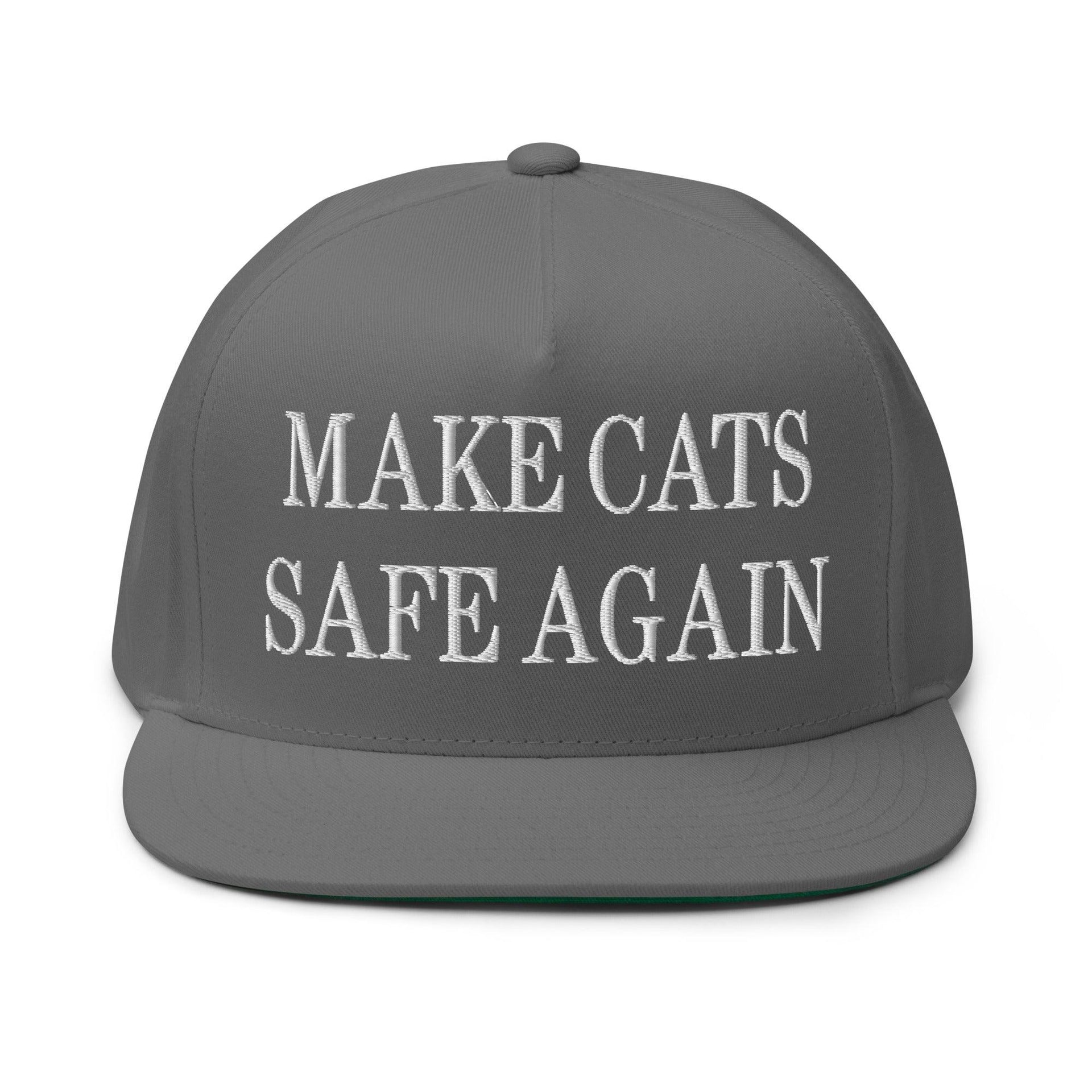 Make Cats Safe Again Embroidered 5 Panel Flat Bill Brim Snapback Hat Grey Capital Crowns Make Again Snapback Hats