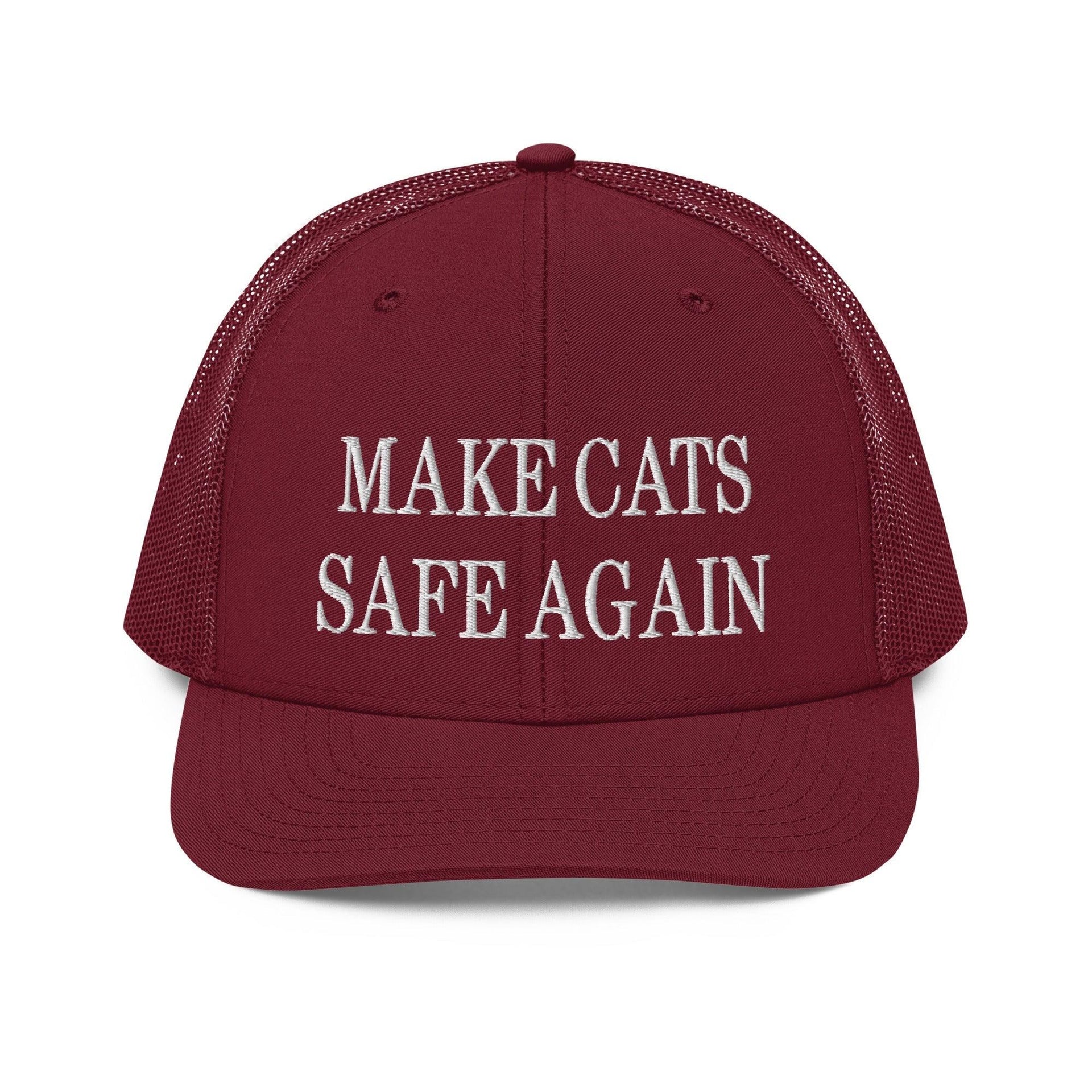 Make Cats Safe Again Embroidered Classic Mesh Trucker Hat Cardinal Capital Crowns Make Again Trucker Hats